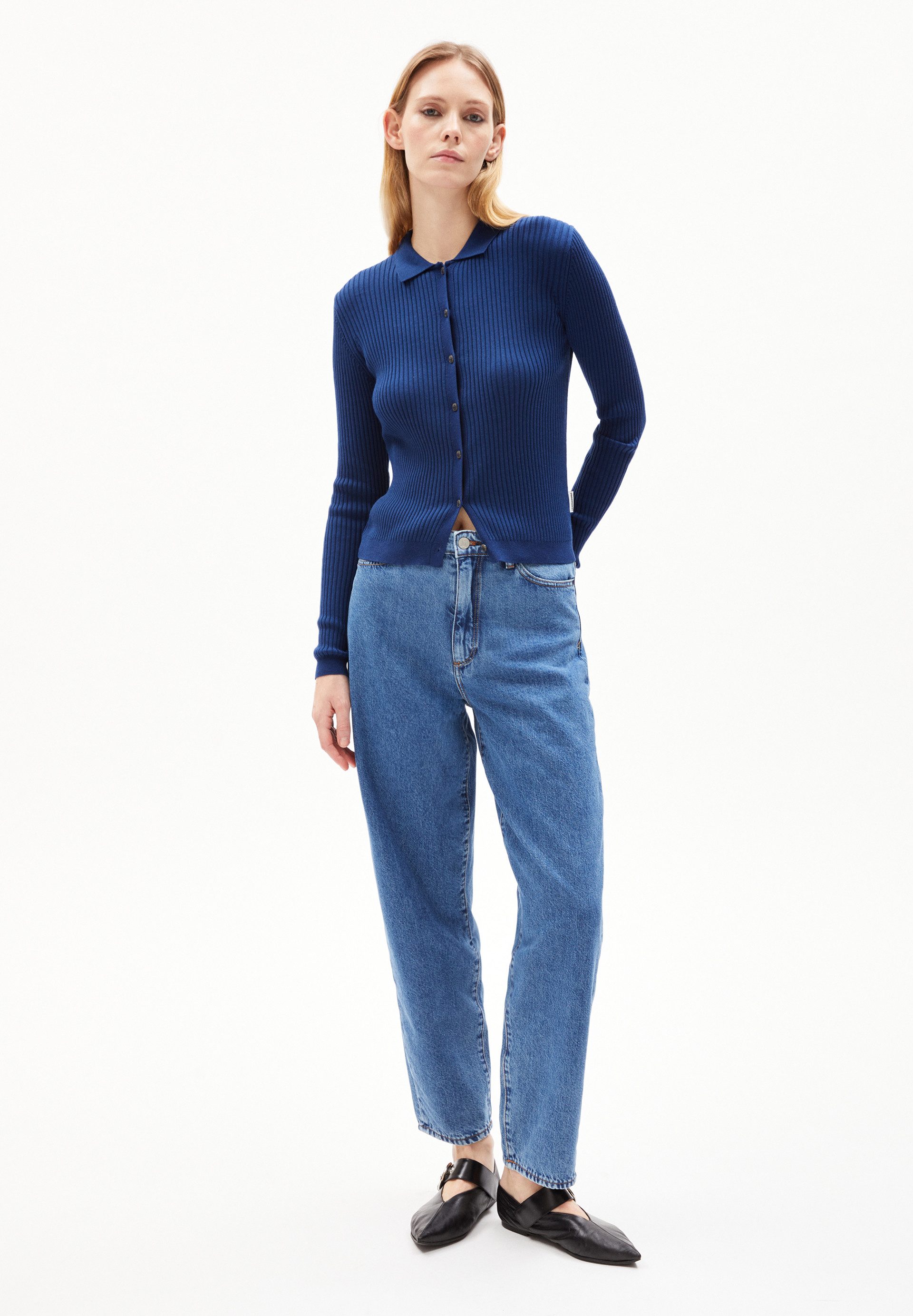 Armedangels Cardigan RICIAA Strickjacke Slim Fit aus Bio-Baumwoll Mix (Polokragen, Fitted)