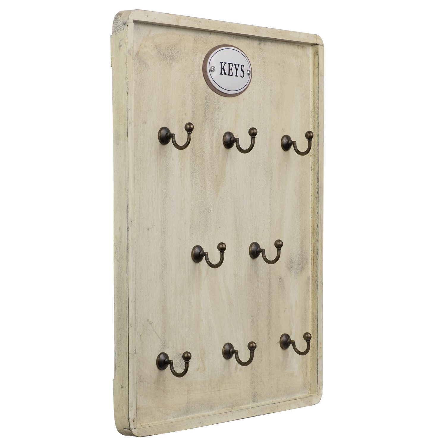 Moritz Schlüsselbrett Schlüsselbrett Vintage mit 12 Haken in Creme-Holzopti günstig online kaufen