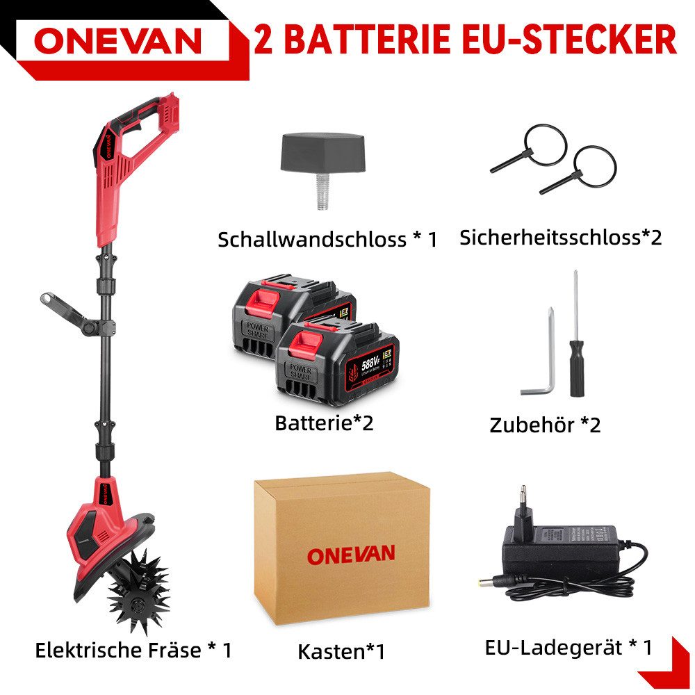 ONEVAN Akku-Motorhacke Gartenfräse 360 U/min Akku günstig online kaufen