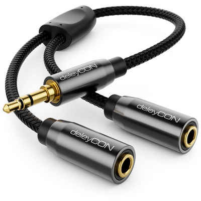 deleyCON deleyCON 0,2m Audio Splitter Kabel - 3,5mm Stecker zu 2x 3,5mm Buchse Audio-Kabel