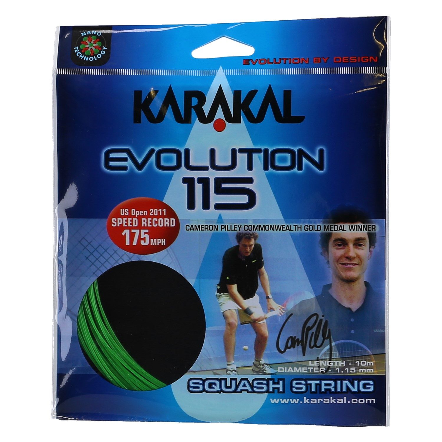 Karakal Squashsaite Evolution 115 grün 10m Set, Saitendicke: 1.15