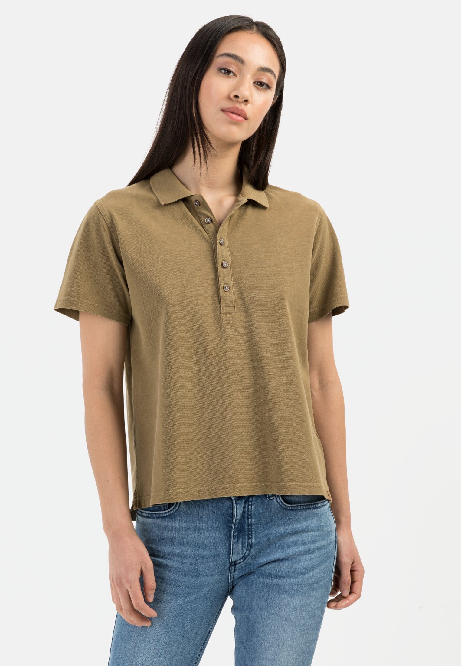 camel active Poloshirt aus Organic Cotton Shirts_Poloshirt Oliv | Poloshirts