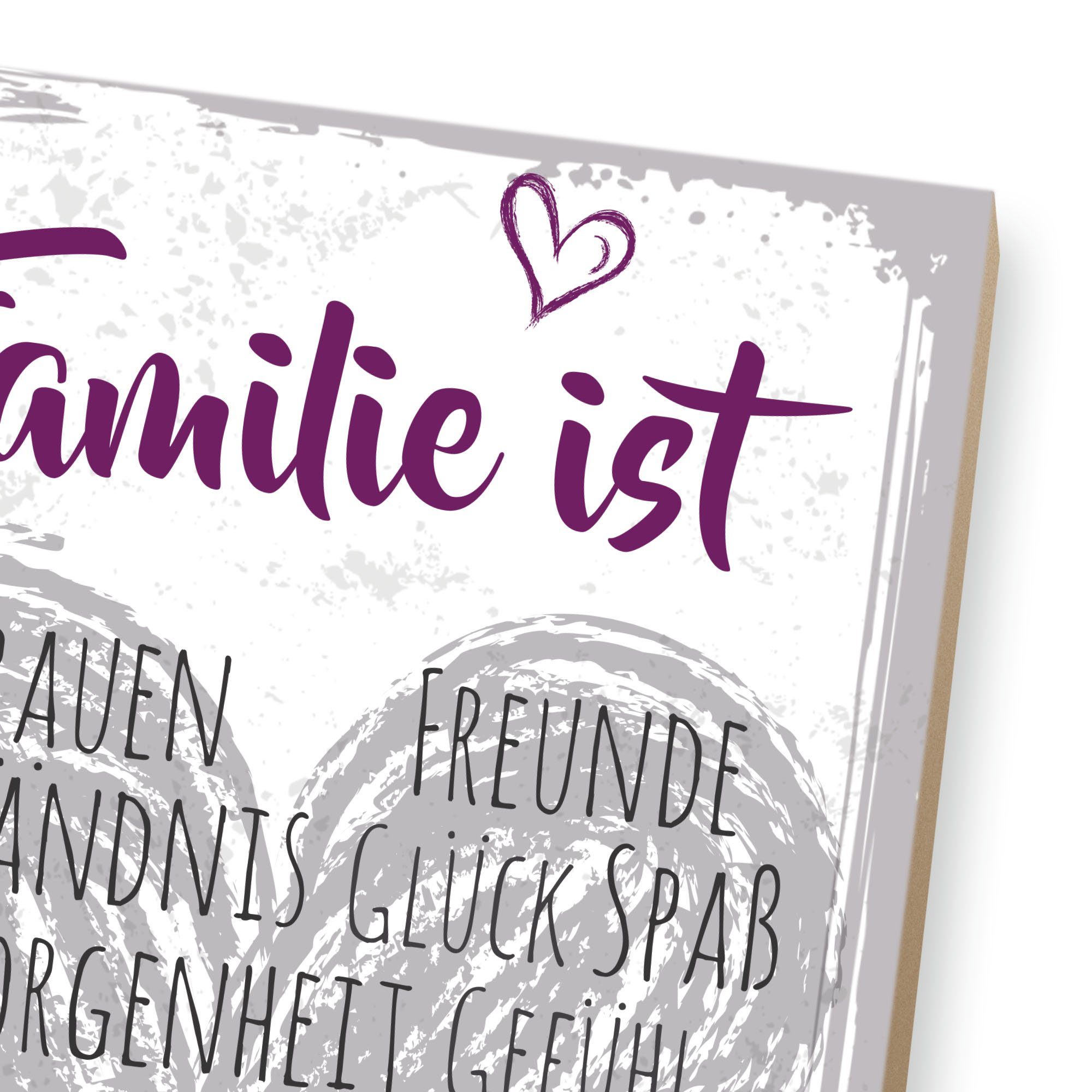 Kreative Feder Holzbild Motiv Freunde Spruch, Deko-Bild aus mit Familie & Holz, & Geschenk ideales „Familie ist“ für