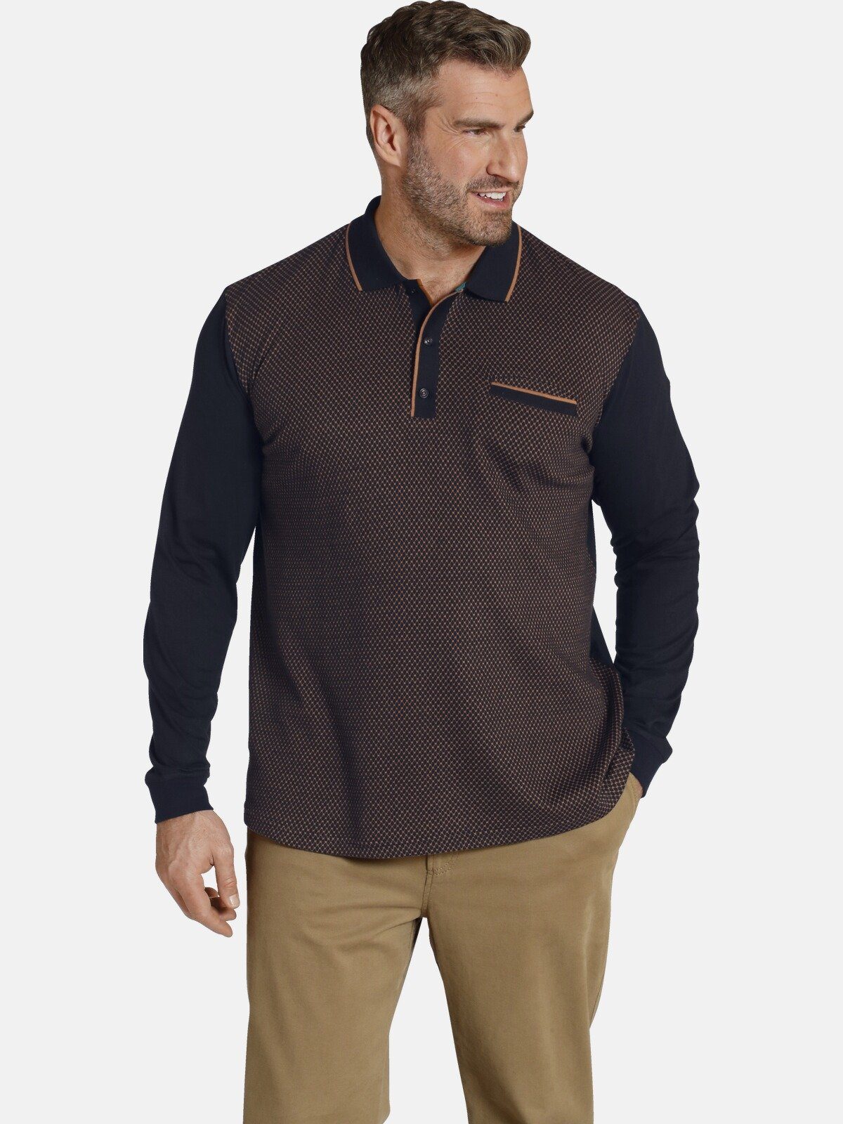 Colby BEDWYR Charles mit Jacquard EARL Muster Langarm-Poloshirt