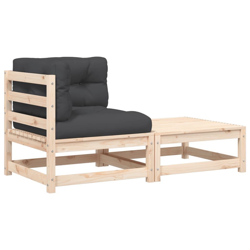 vidaXL Gartenlounge-Eckteil, Garten-Ecksofa mit Kissen und Hocker
