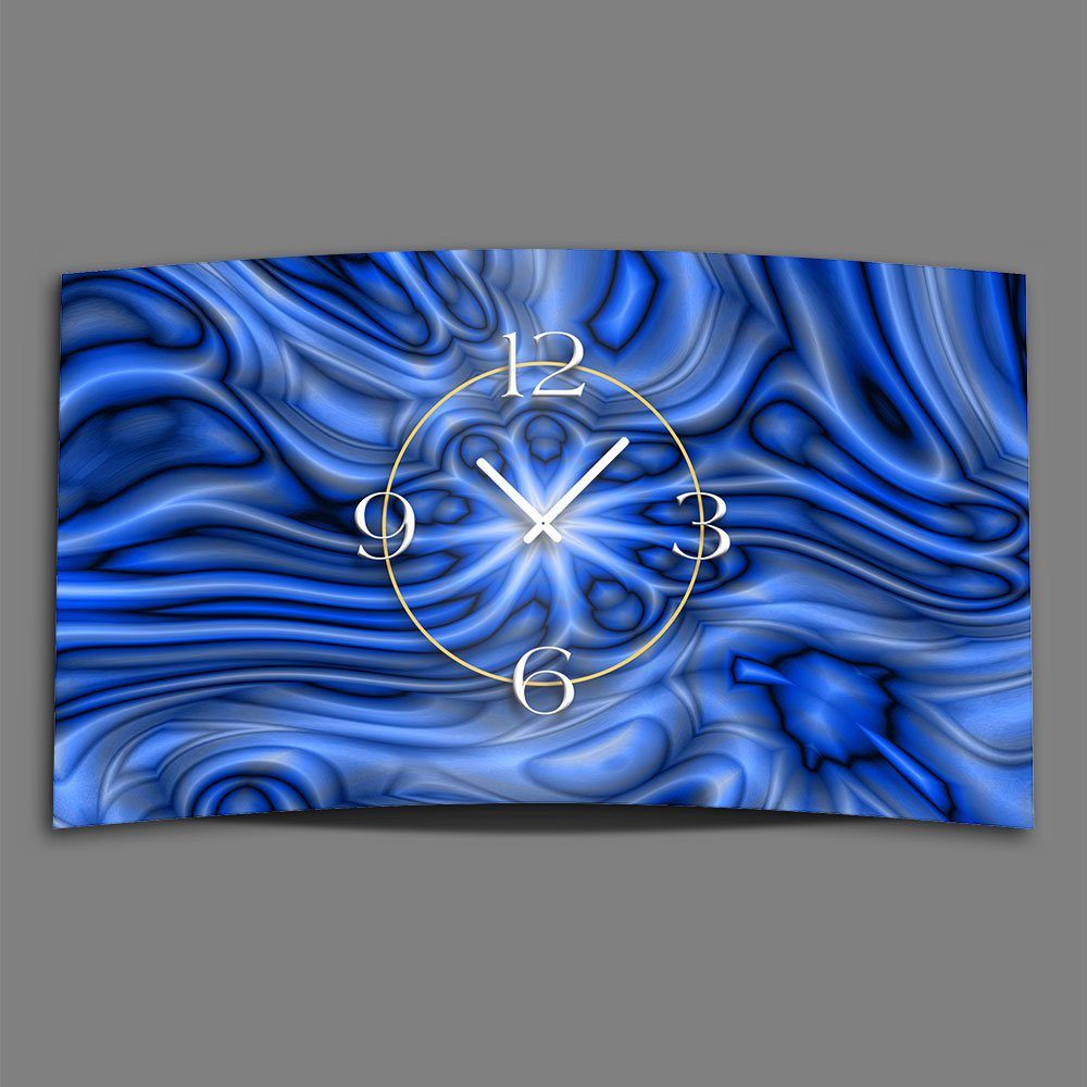 Wanduhr leise modernes Design Designer Alu-Dibond) blau Abstrakt 3D-Optik 4mm (Einzigartige dixtime Wanduhren aus kein Wanduhr