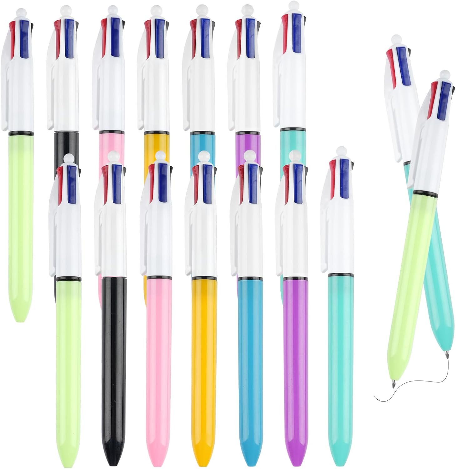FELIXLEO Drehkugelschreiber 14 Stk 4 Farben Kugelschreiber Set 4-in-1 Einziehbar 1.0mm