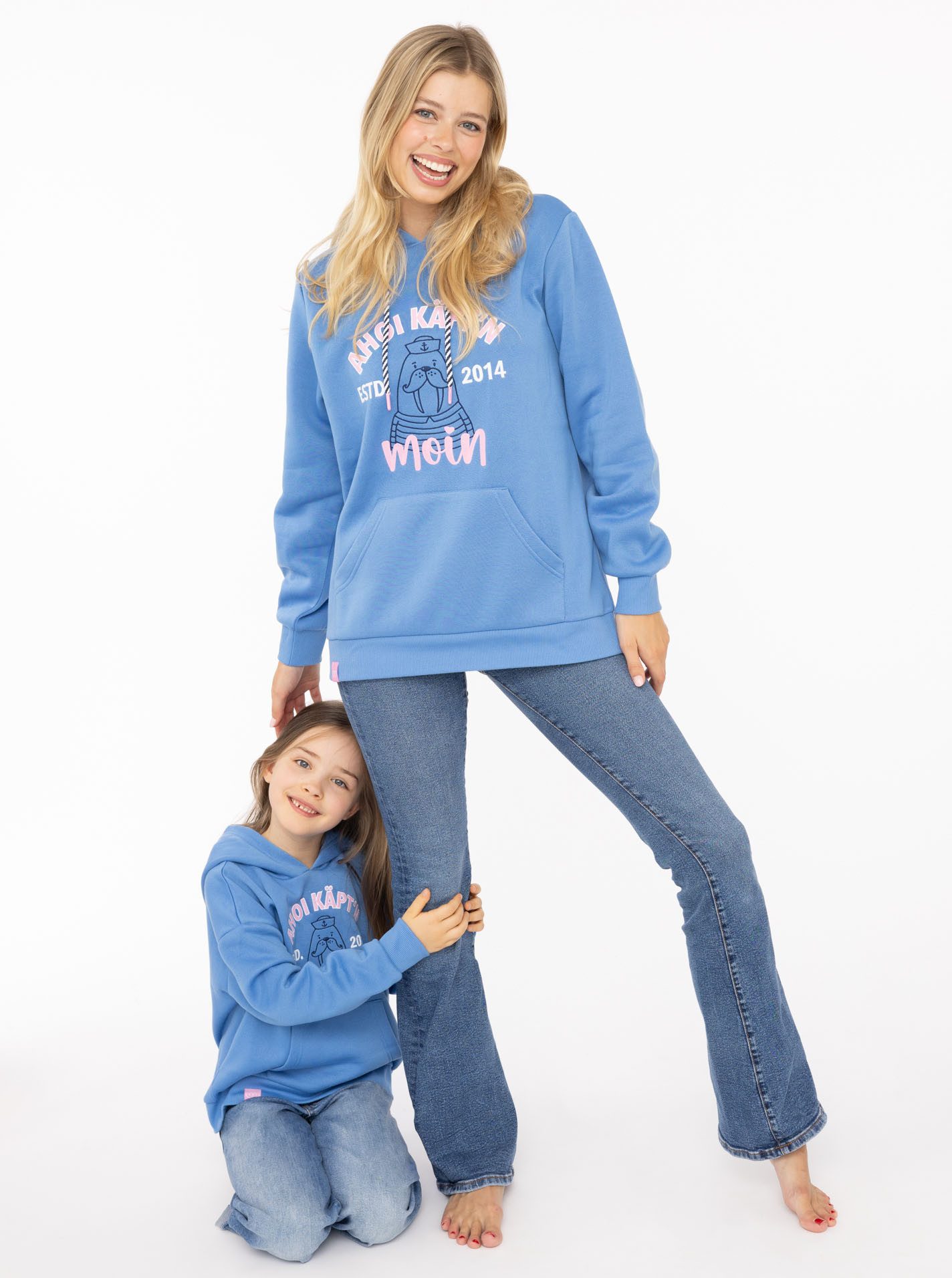 Zwillingsherz Hoodie "Ahoi Käpt´n" Mini-Me,mit süßem Seehund mit Kapitänsmütze und Kängurutasche