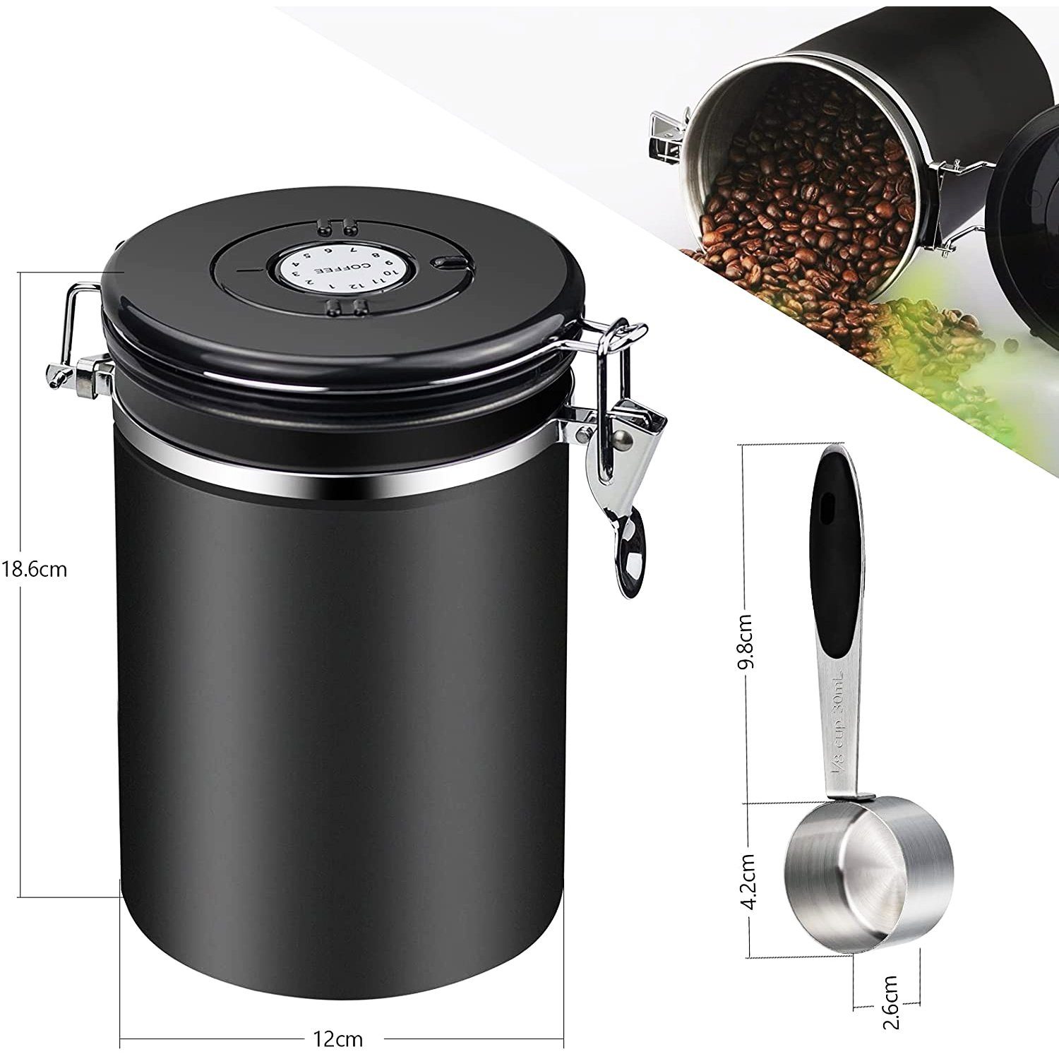 zggzerg Aufbewahrungsbox Kaffeebohne Versiegeltes Glas, 1800ML günstig online kaufen