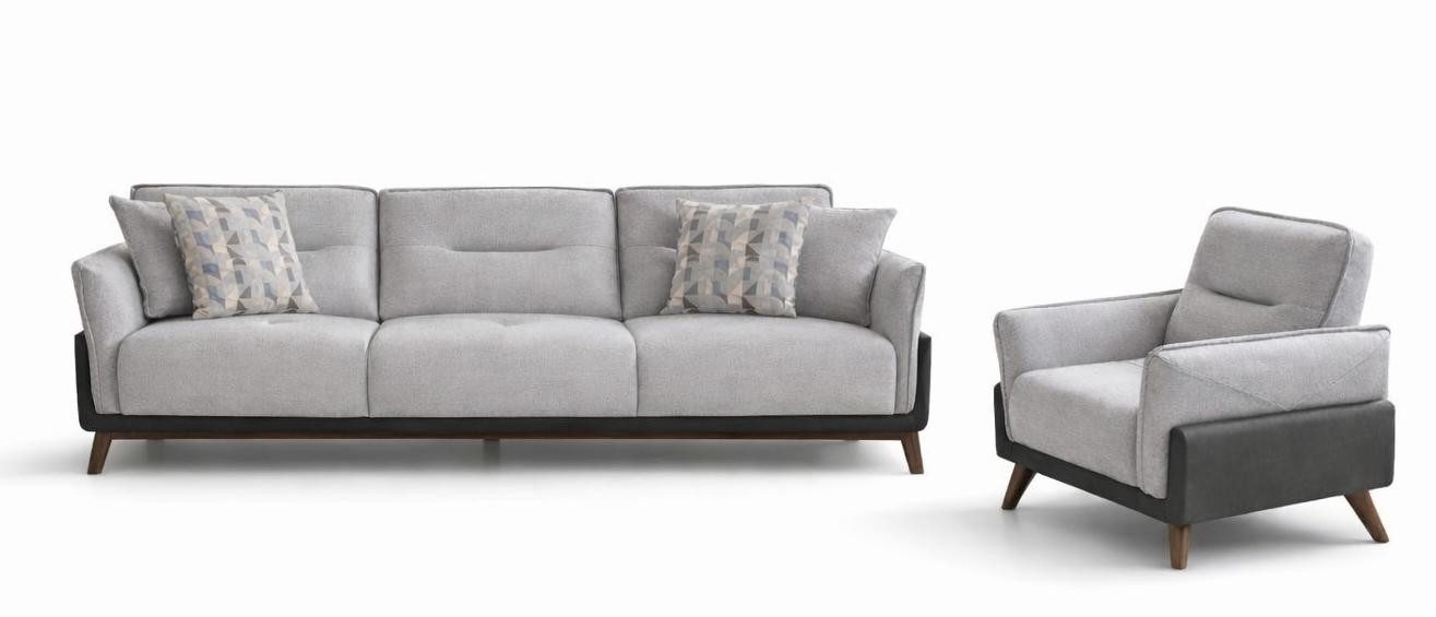 JVmoebel Polstergarnitur Wohnzimmer-Set 3-Sitzer-Sofa Sessel Weiß Moderner Stil Weiches Sofa, (3-tlg)