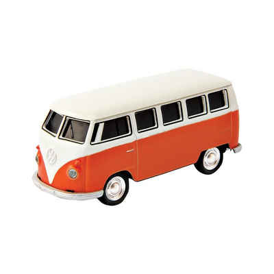GENIE 32GB "VW Bus" orange/weiß USB-Stick (Bully, Modellauto, Metall Scheinwerfer LED beleuchtet bewegliche Räder)