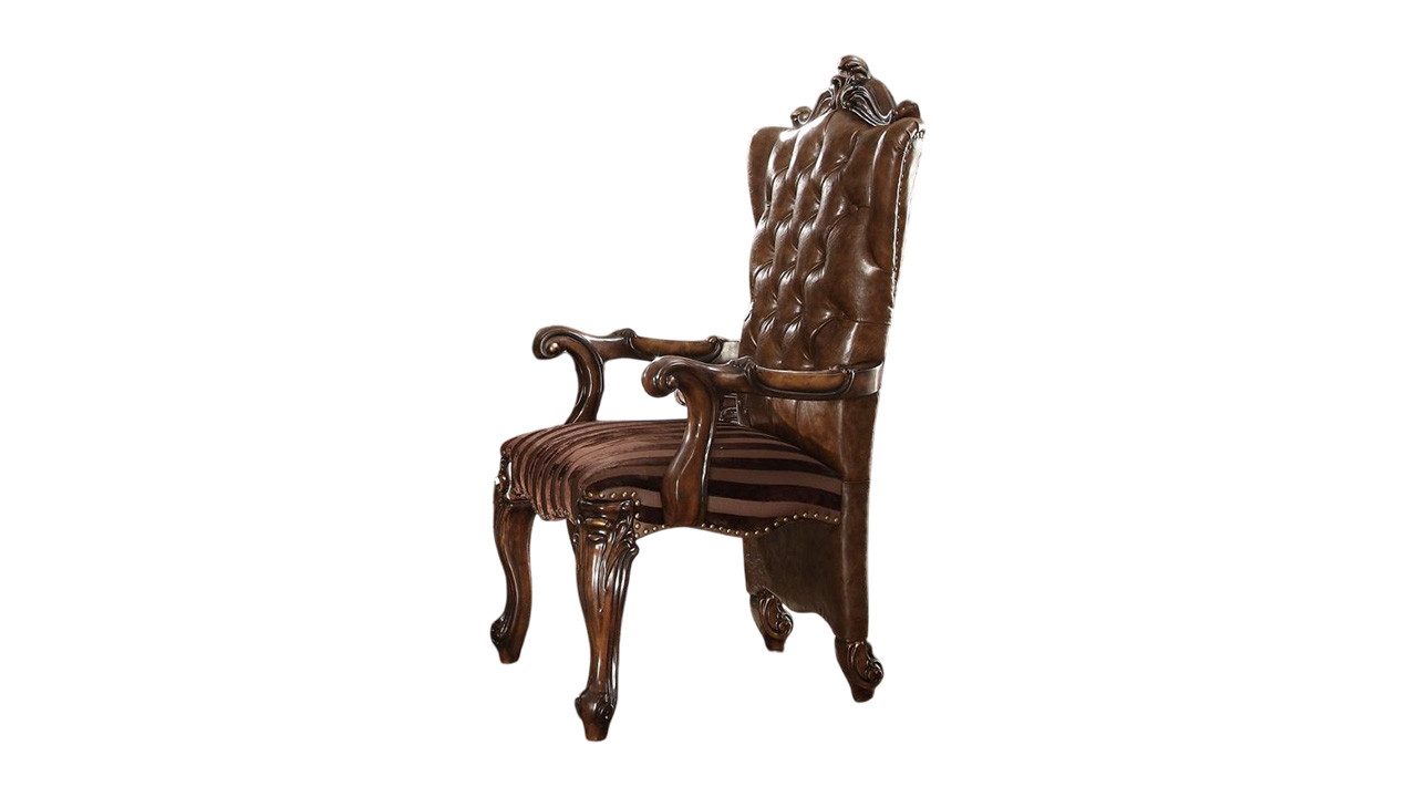 Polsterstuhl Stuhl Thron Sessel Set Esszimmer Holz Antik Stil Barock Rokoko Leder