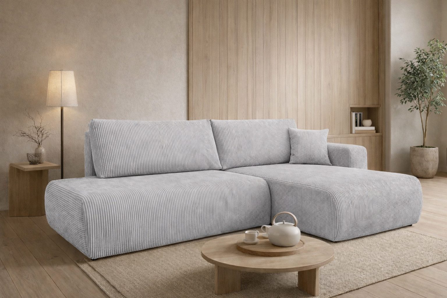 Kaiser Möbel Ecksofa mit Schlaffunktion und Bettkasten, Cordstoff Poso, OPEN XL, Große Liegefläche, XL-Format,Cordstoff mit markanter Struktur