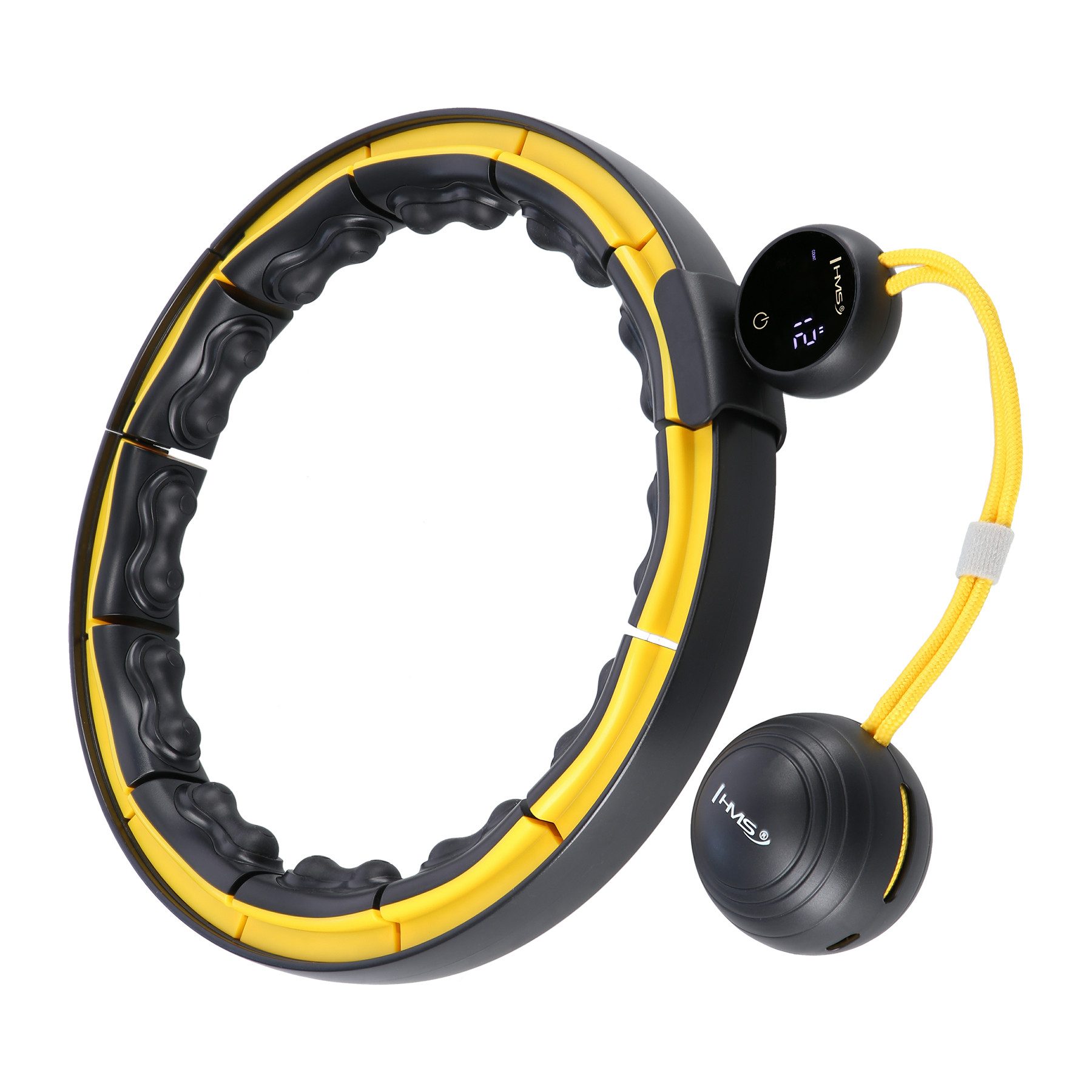 HMS Hula-Hoop-Reifen Hula Hoop mit Zähler und Schwerkraftball Fitnessgerät Fitnessring, verstellbar mit Massagepunkten & Zählerdisplay