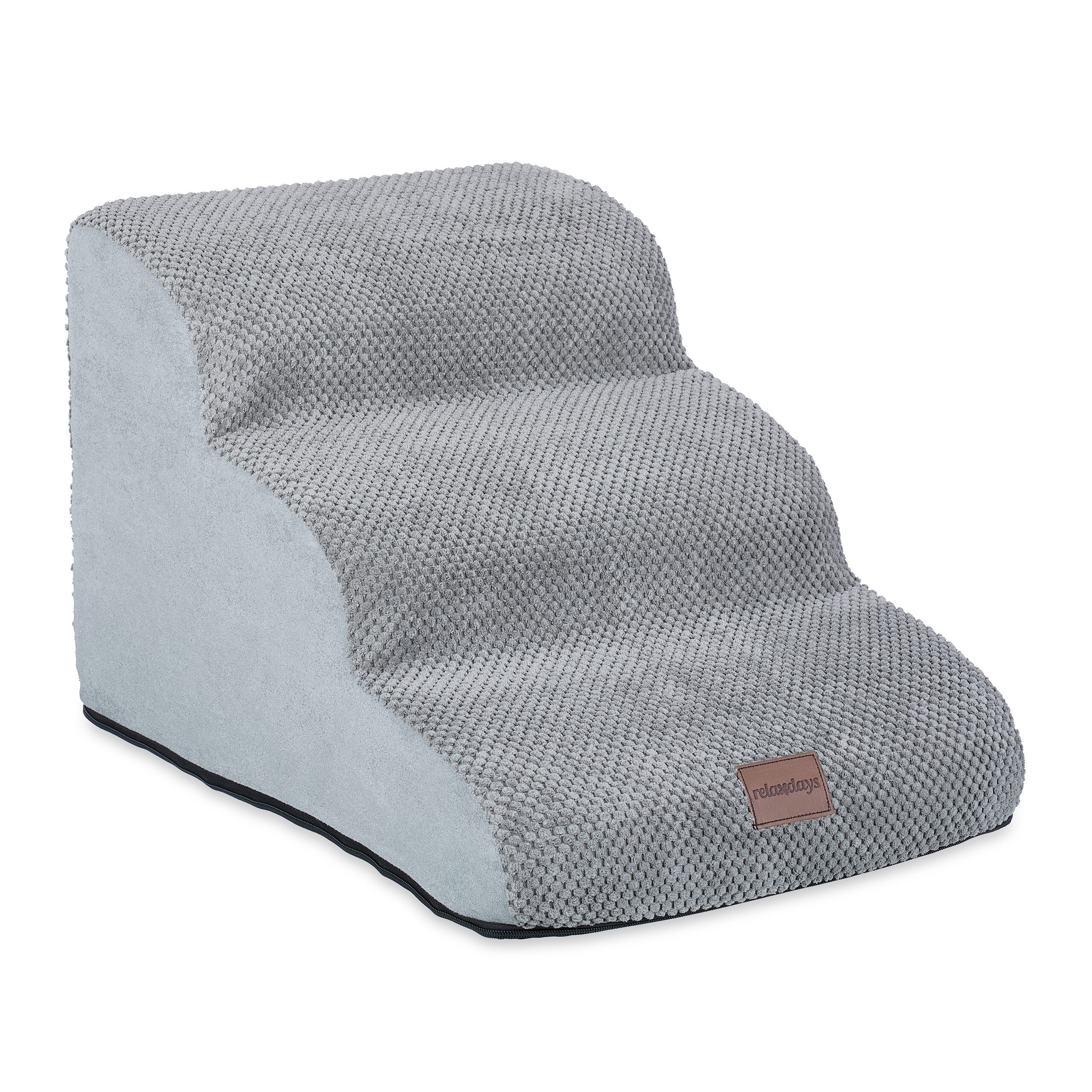 relaxdays Haustiertreppe Hundetreppe mit 3 Stufen, grau günstig online kaufen