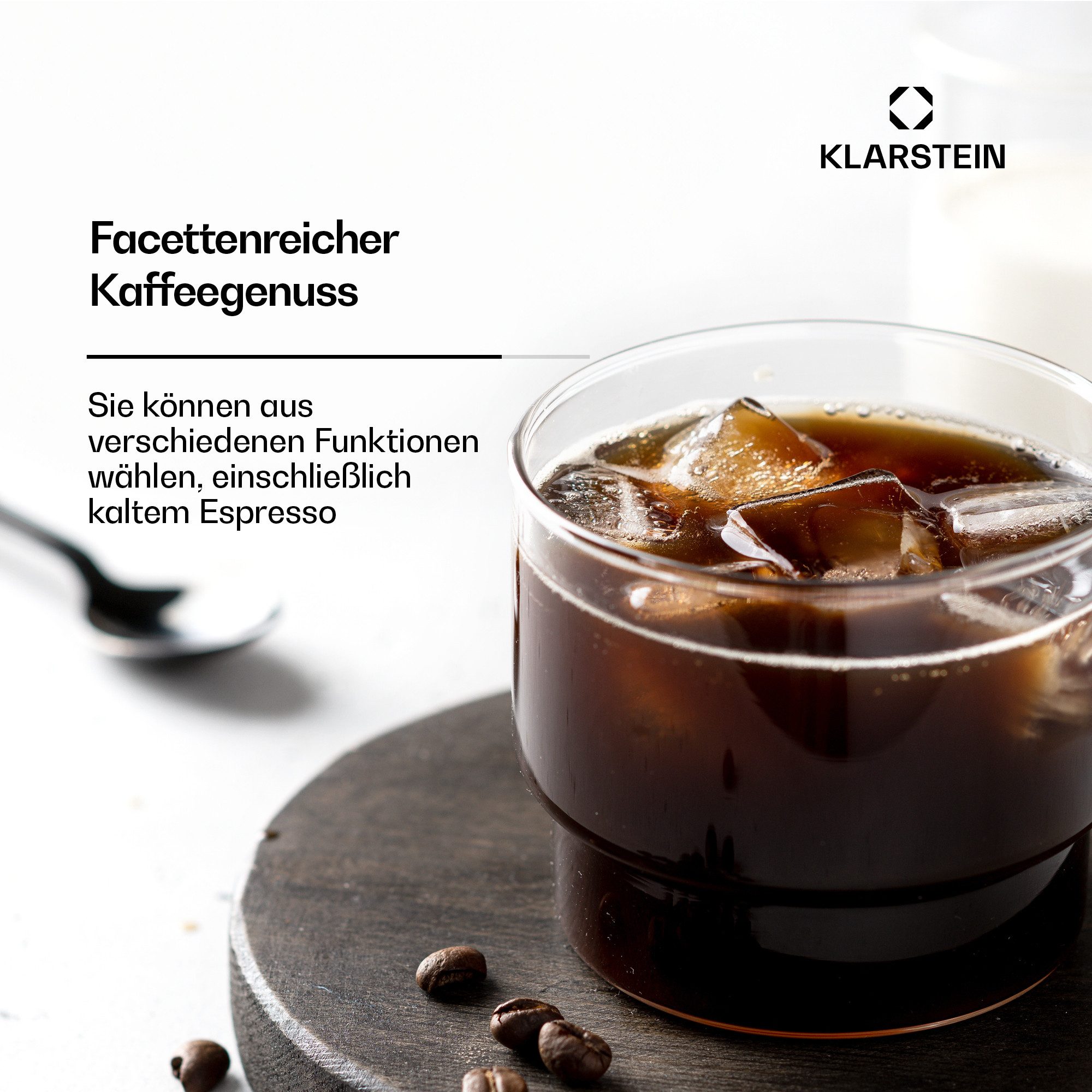 Klarstein Espressomaschine, 1.5l Kaffeekanne, Edelstahlfilter, Elektrisch 20 Bar Espressomaschine Kaffemaschine Touch