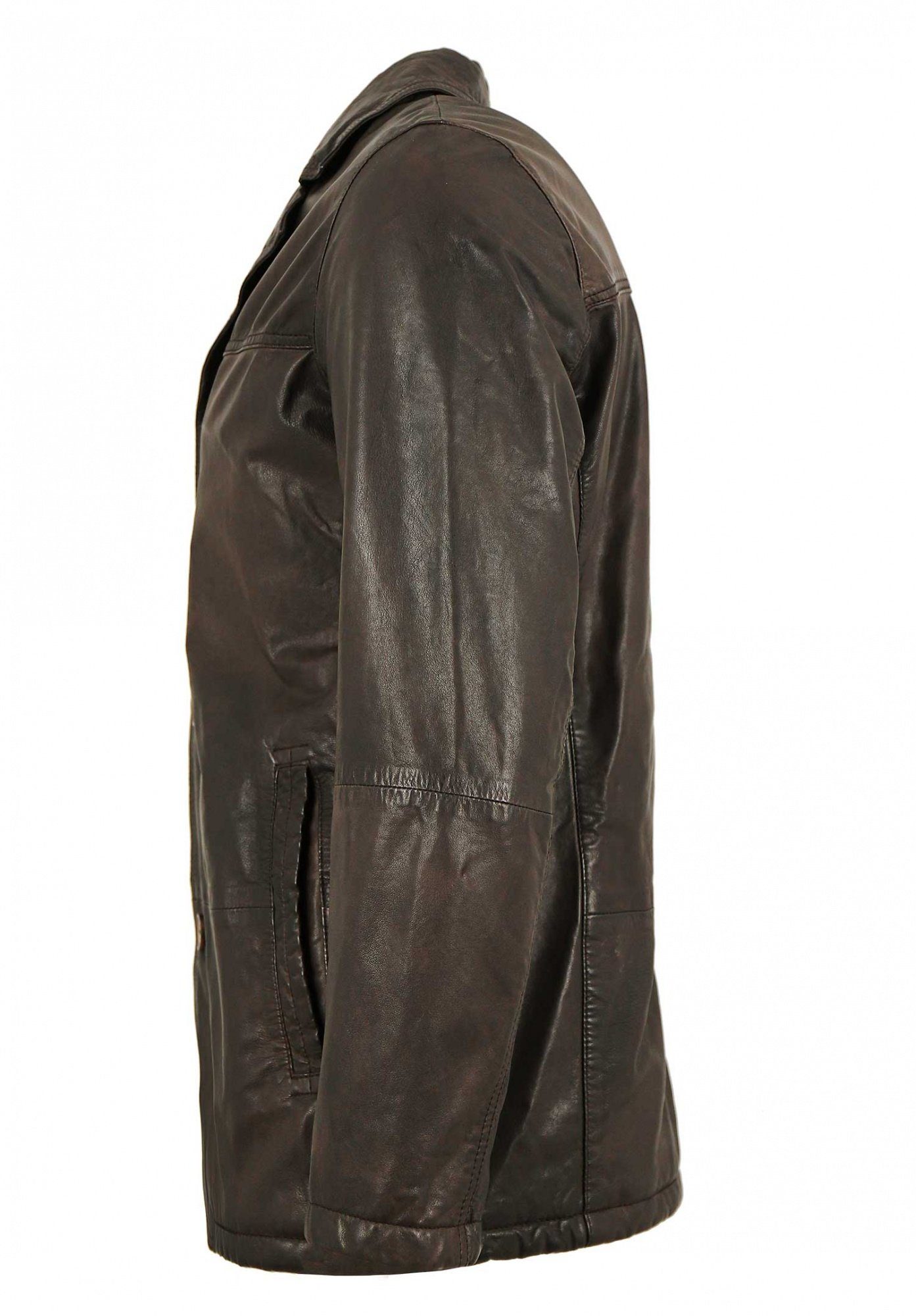 Maddox Lederjacke MADDOX - Herren Lederjacke Sakko Lammnappa dunkelbraun