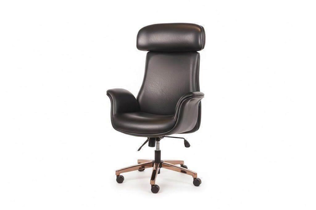 Xlmoebel Chefsessel Schwarzer Sessel im minimalistischen Stil mit Metallgestell (1 St), Made in Europa