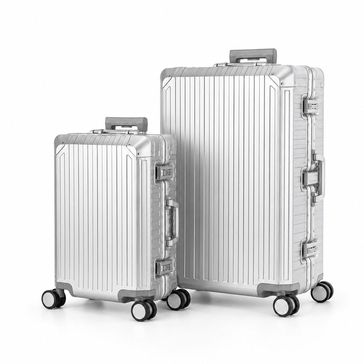 Travelhouse Kofferset 100% Aluminium TOKYO - verschiedene Farben, 4 Rollen, (2 tlg., S+XL), Zipperless - Kein Reißverschluss, TSA Zahlenschloss, Nassfach