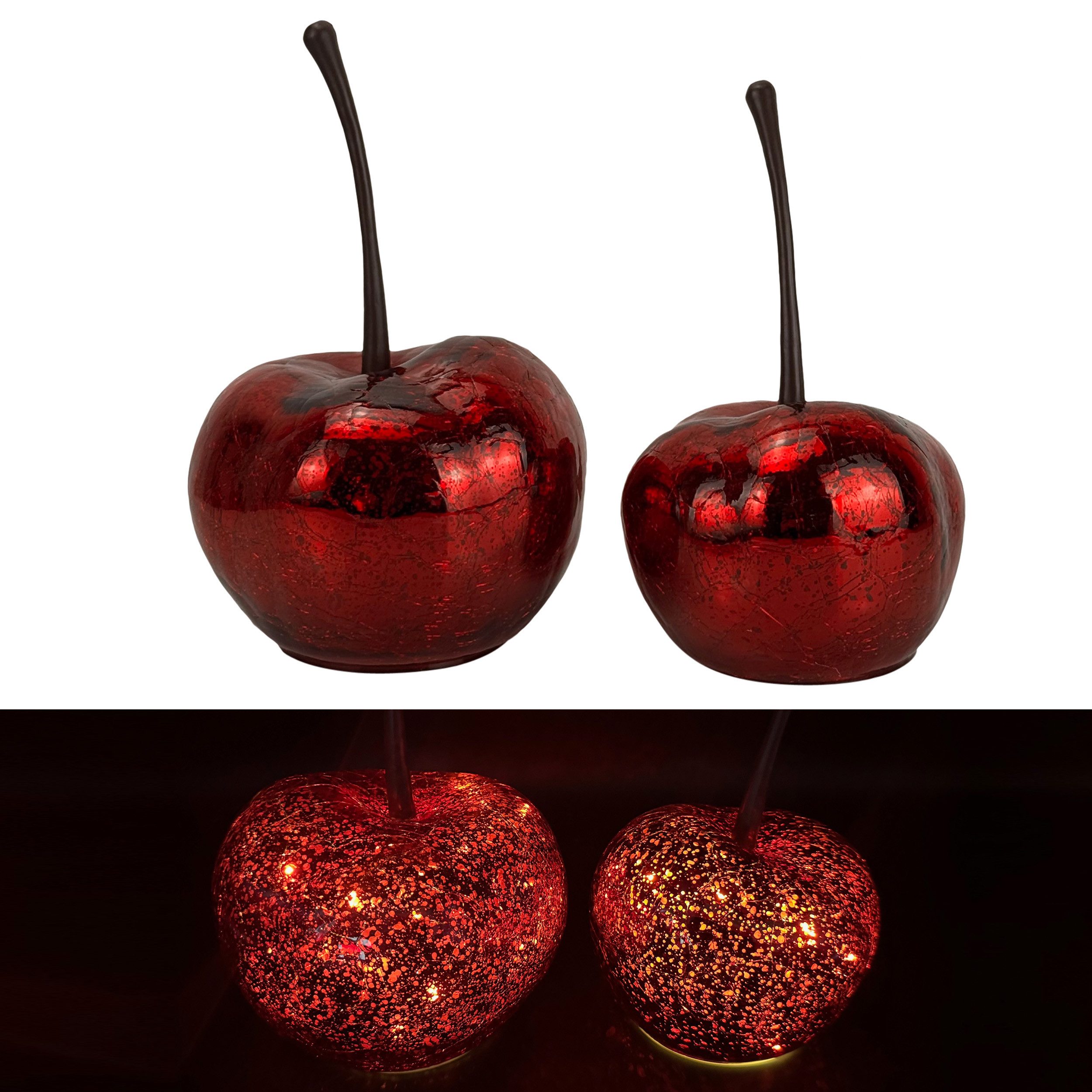 Online-Fuchs LED-Dekofigur 2 Kirschen mit LED-Lichterkette günstig online kaufen