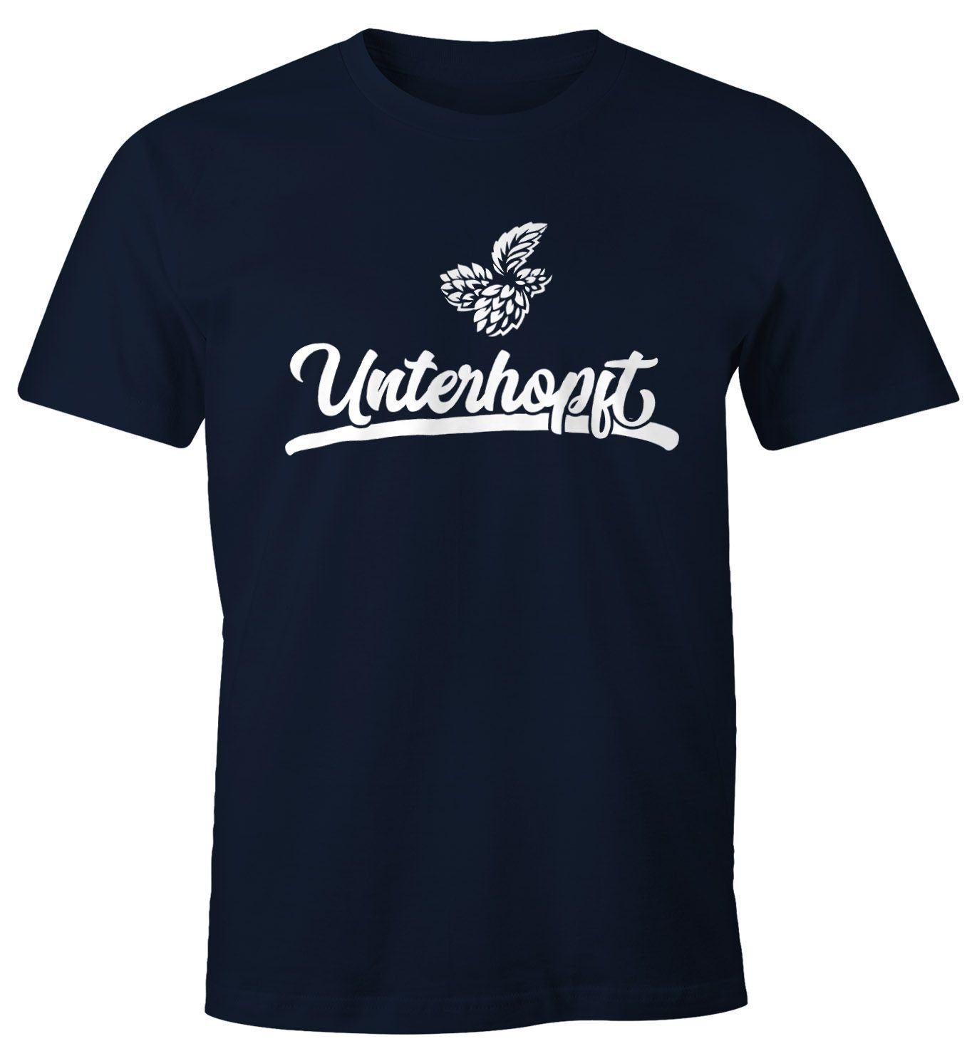 MoonWorks Print-Shirt Herren Party T-Shirt Unterhopft Bier Fun-Shirt Moonworks® mit Print navy | T-Shirts