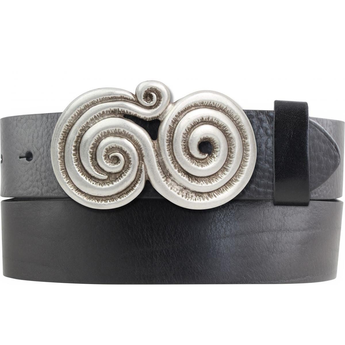 Ledergürtel Gürtel aus Vollrindleder mit Looped-Schließe 4,0 cm - Ledergürtel mit