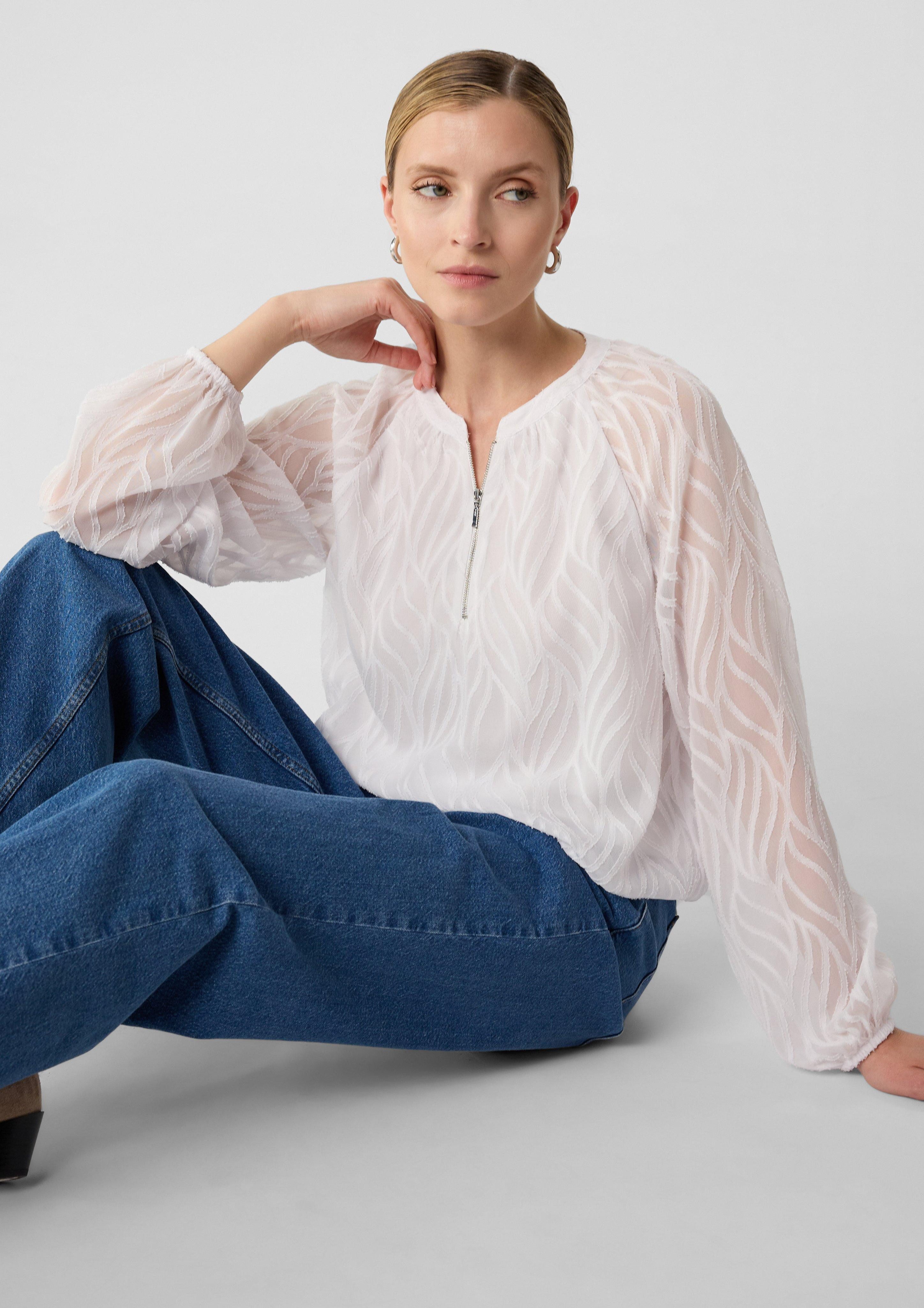 Langarmbluse Gemusterte Chiffonbluse mit Futter