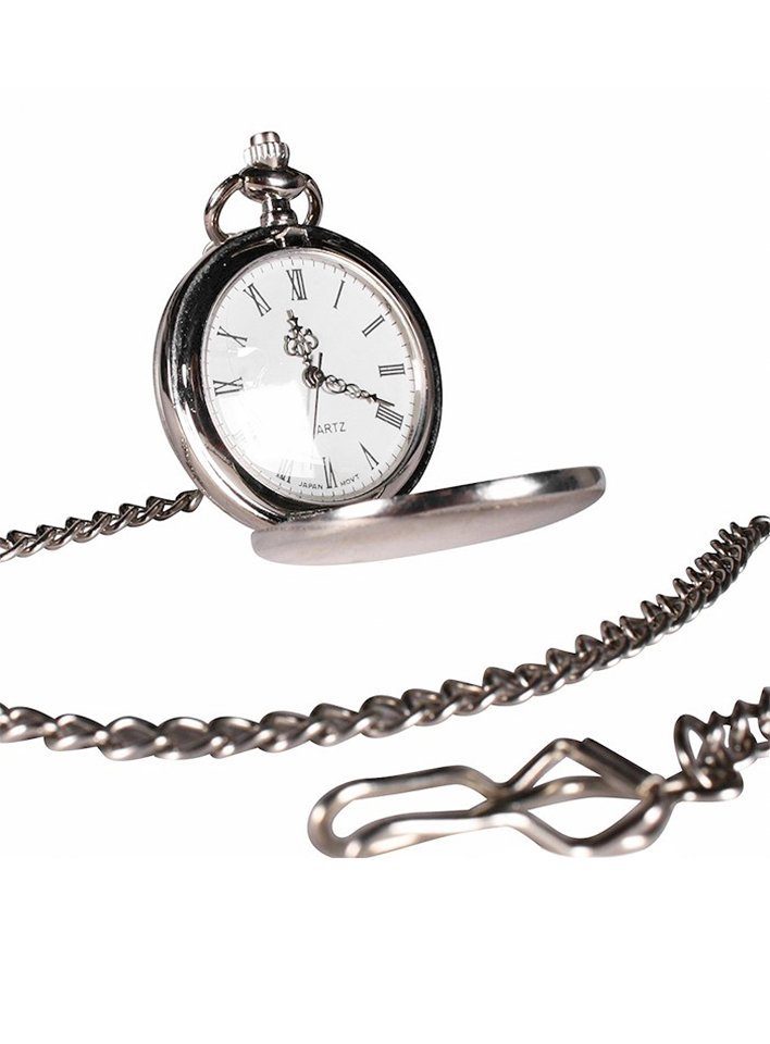 thetru Kostüm Taschenuhr Gentleman, Elegante Taschenuhr mit römischen Ziffernblatt an Metallkette