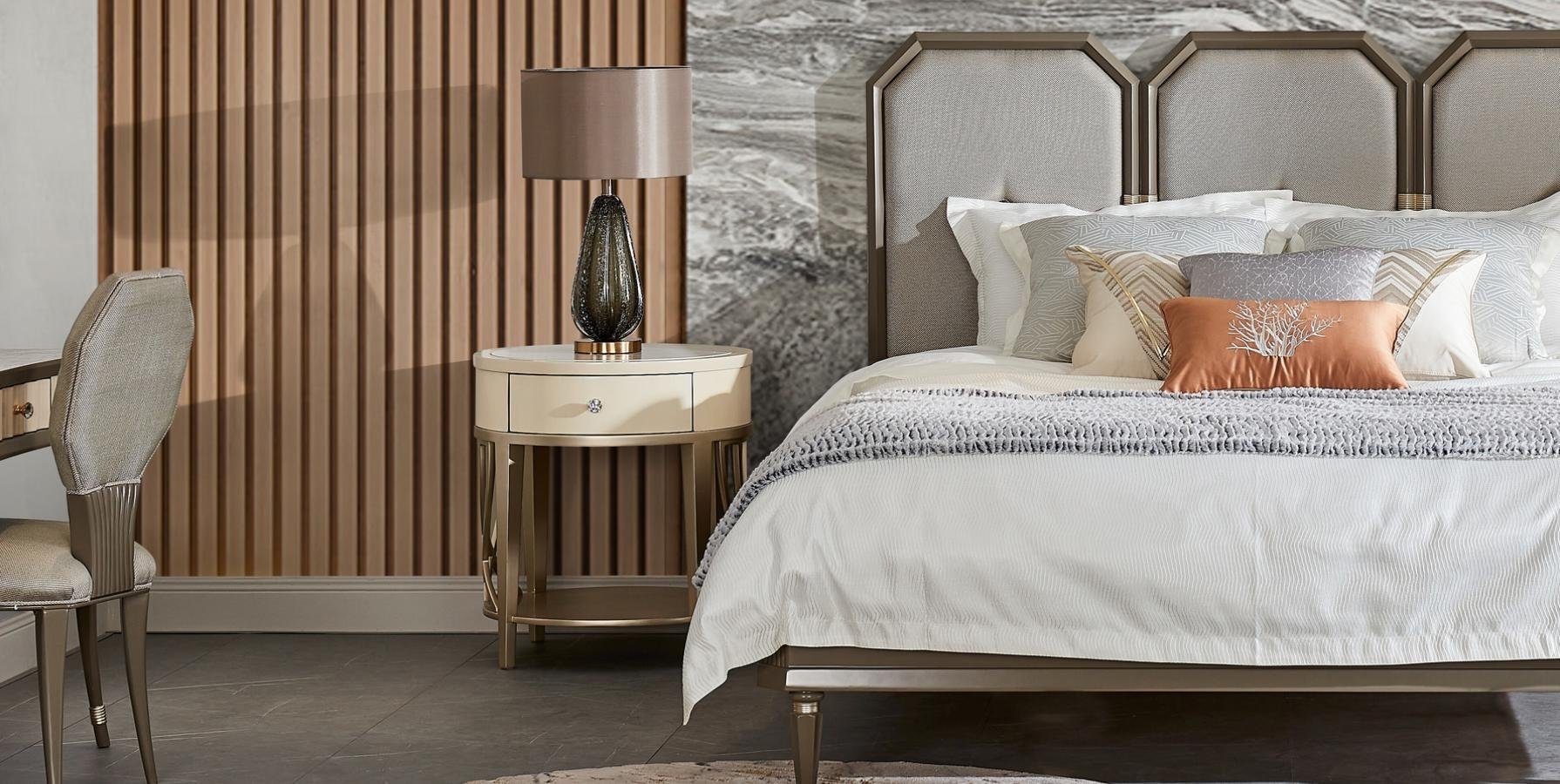 Luxus Doppel Schlafzimmer Holz Polster Bett, Betten Bett Design Ehe JVmoebel