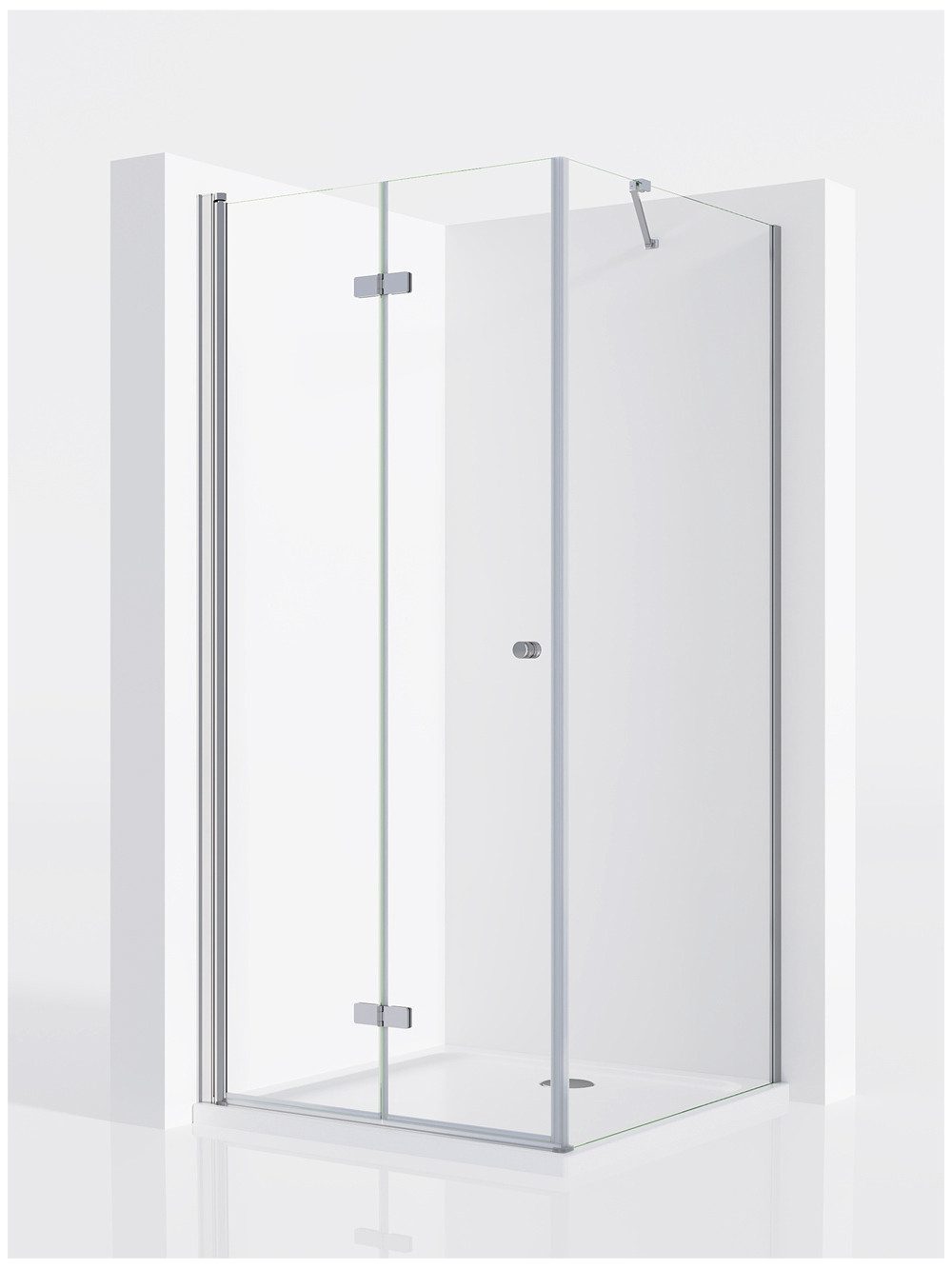 IMPTS Eckdusche Duschtür Falttür mit Seitenwand Komplett Duschkabine, BxT: 120x90 cm, Einscheibensicherheitsglas, 2-tlg., INKL. Duschwanne & Ablauf