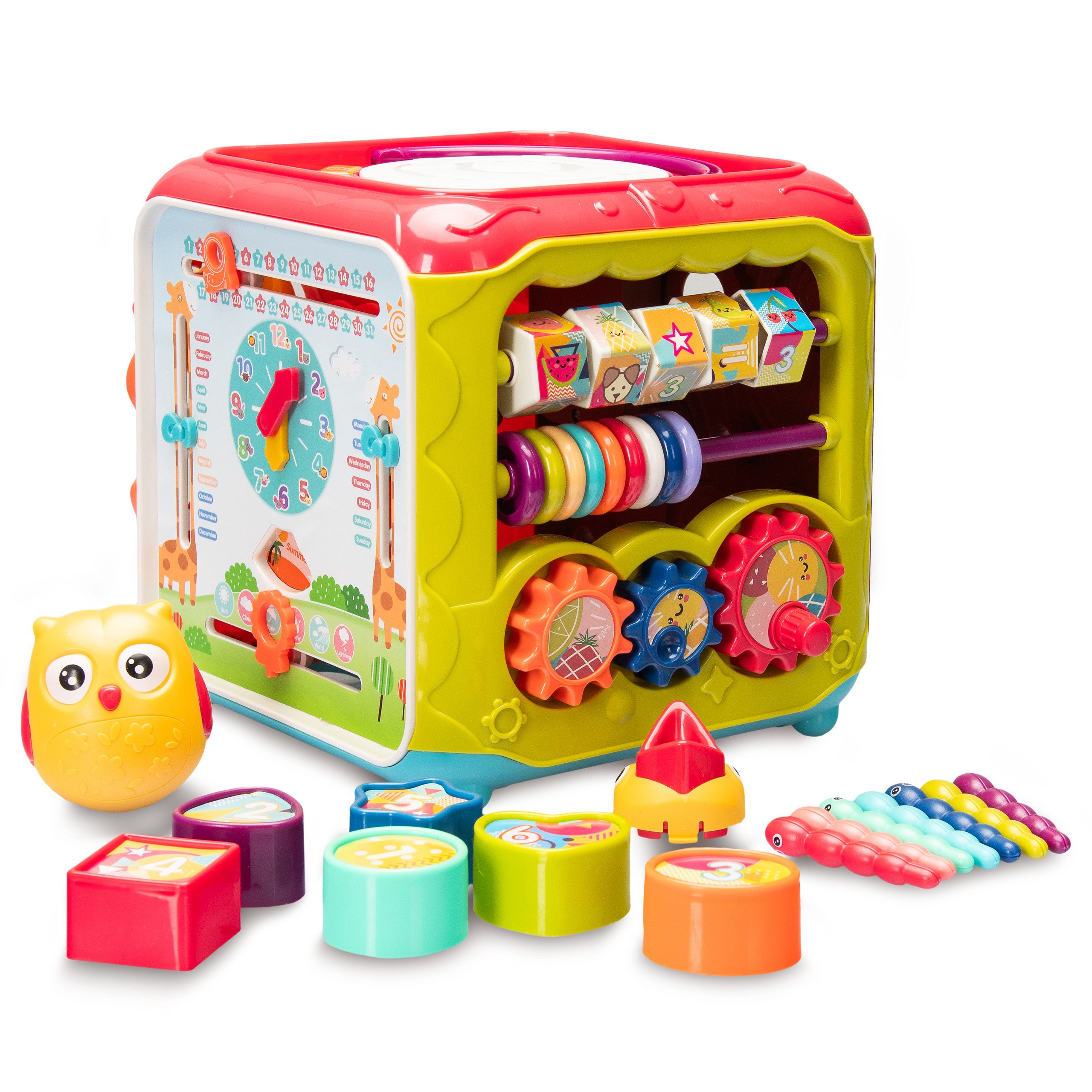 COIL Motorikwürfel Lernwürfel, Aktivitätswürfel, Lernspielzeug, Formsortierer, 6in1, Sensorische Stimulation, Musik & Geräuschen