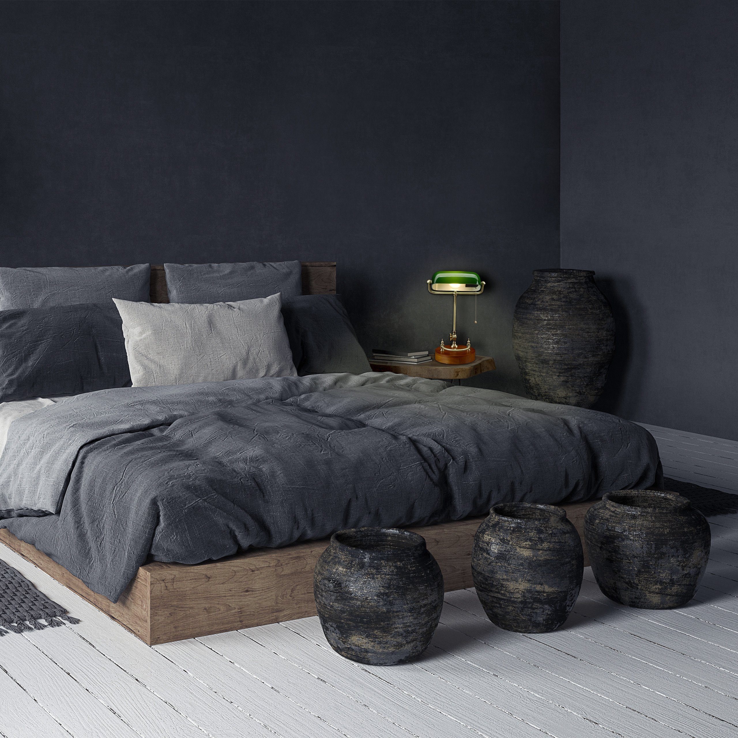 relaxdays Tischleuchte Bankerlampe mit Zugschalter