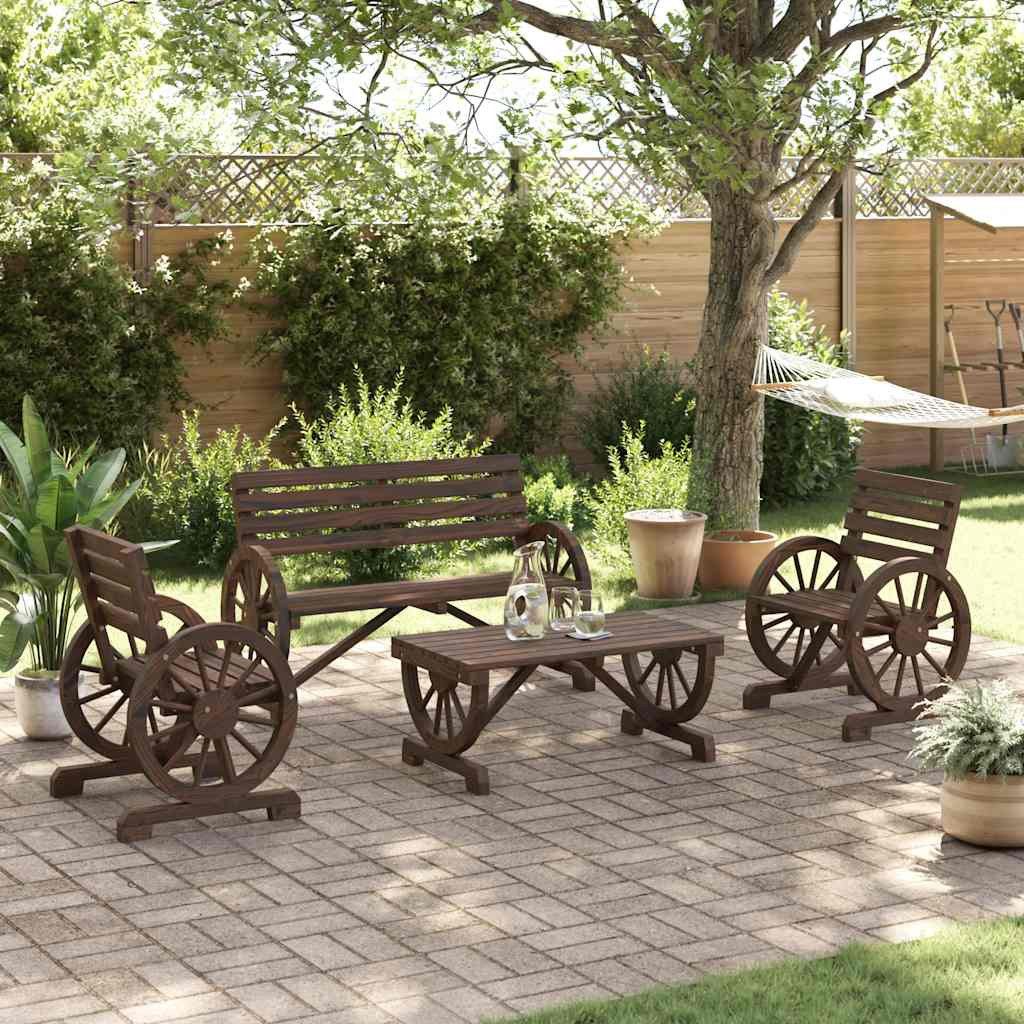 vidaXL Gartenlounge-Set 4-tlg. Garten-Lounge-Set Massivholz Tanne, (1-tlg)