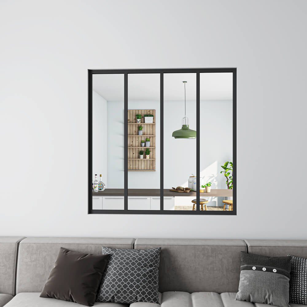duschspa Trennwandplatten 1230x1080x4mm ESG Glaswand Trennwand Fenster schwarzes Aluminium, (Set)