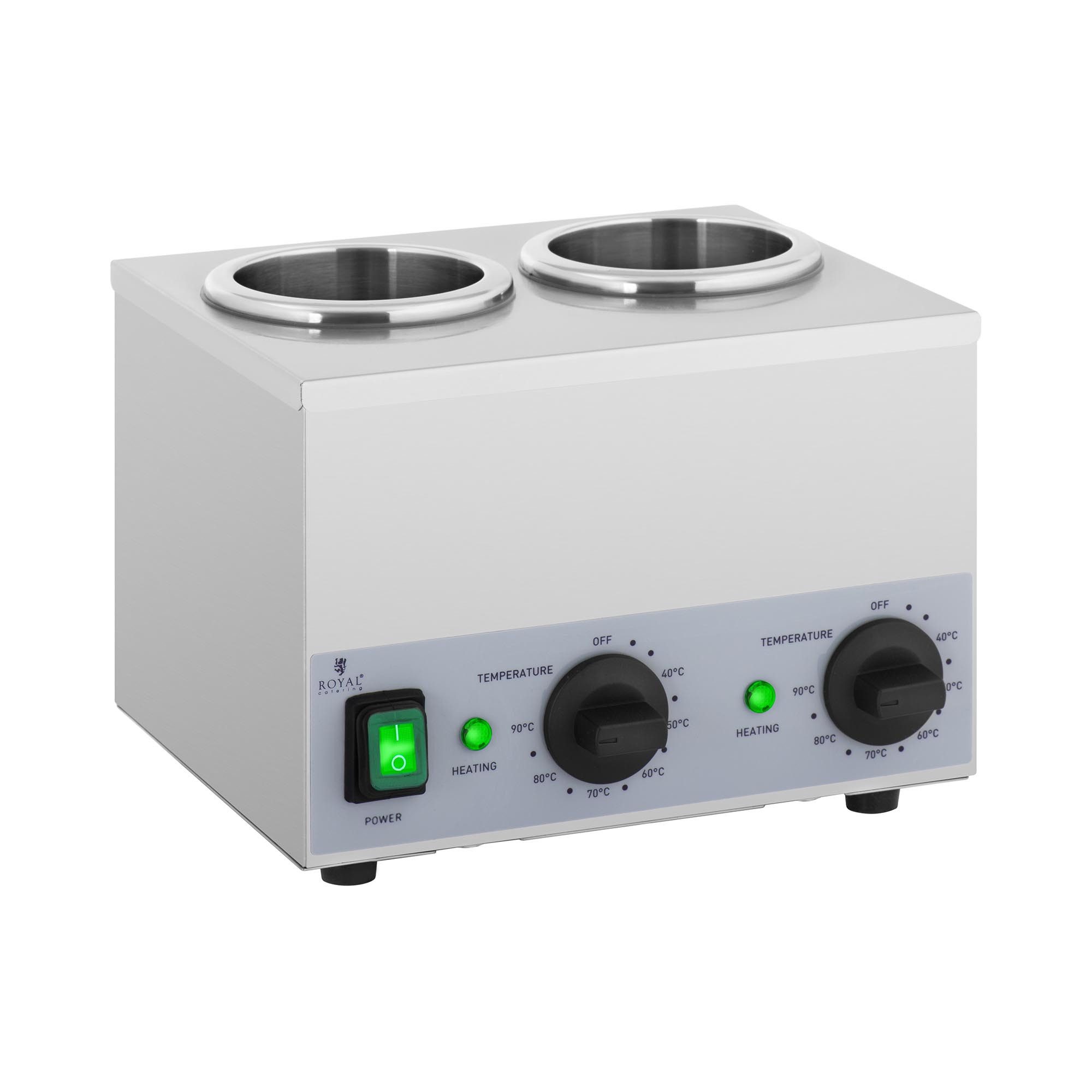 Royal Catering Speisenwärmer Soßenwärmer Saucenwärmer 2 x 1 L Flaschen Saucen warmhalten 40 - 90 °C, verschiedene Größen