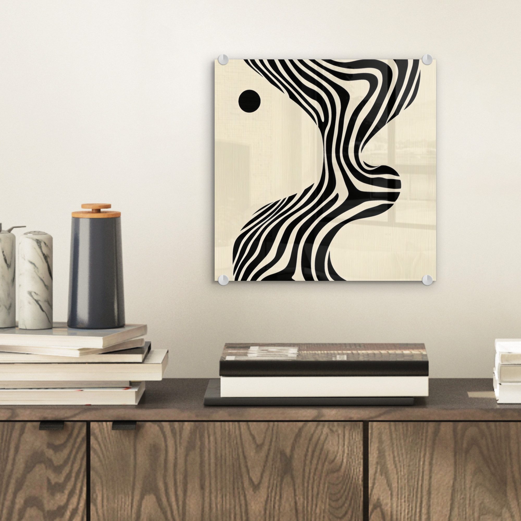 MuchoWow Acrylglasbild Beige - Linien - günstig online kaufen