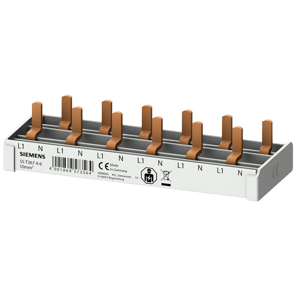 SIEMENS Verteilerbox Siemens 5ST36746 Stiftsa.schiene kompakt, 10mm2 Anschluss 1p/N 6x Komp