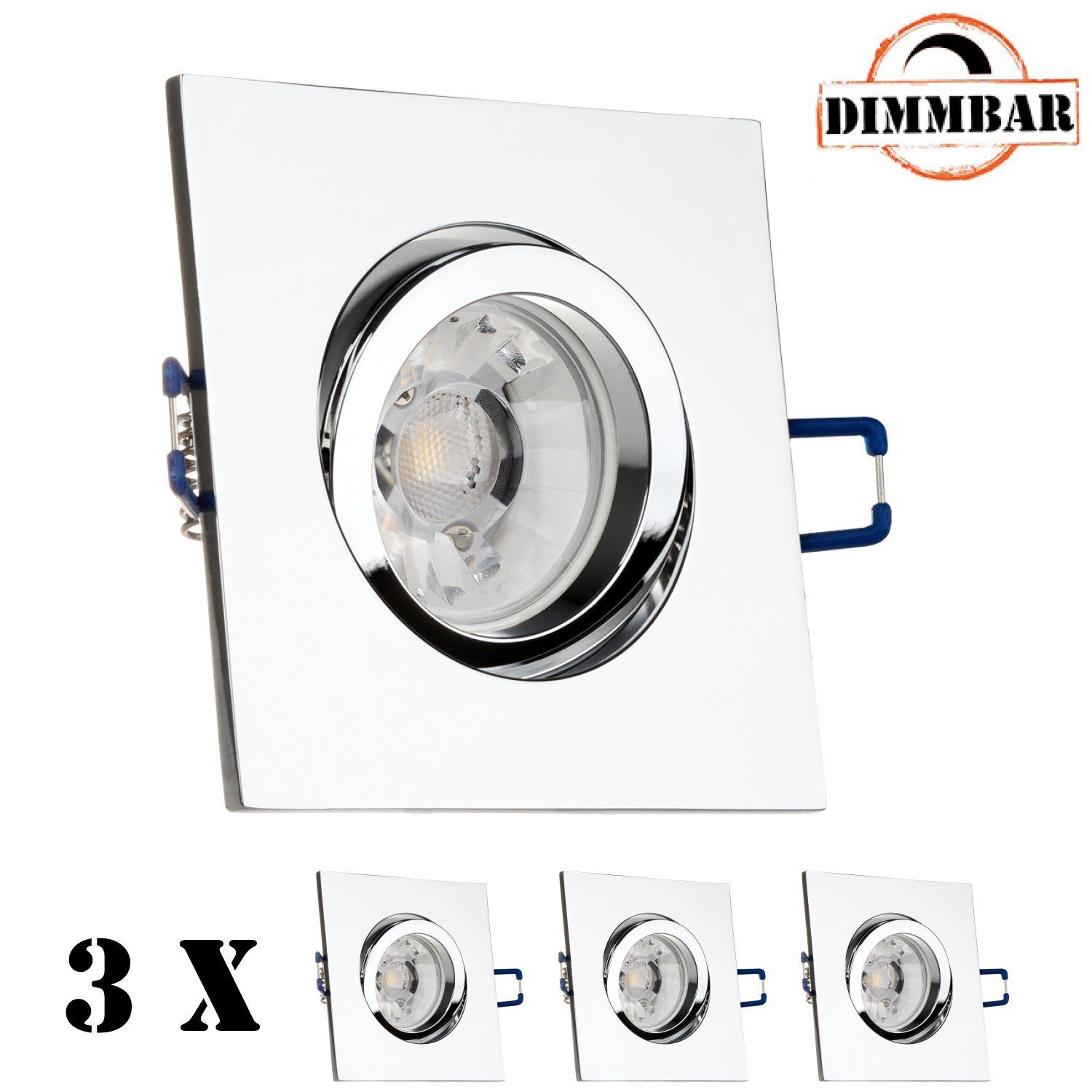 GU10 Einbaustrahler LEDANDO Einbaustrahler Markenstr LED mit für 3er LED die Spanndecke Set Chrom