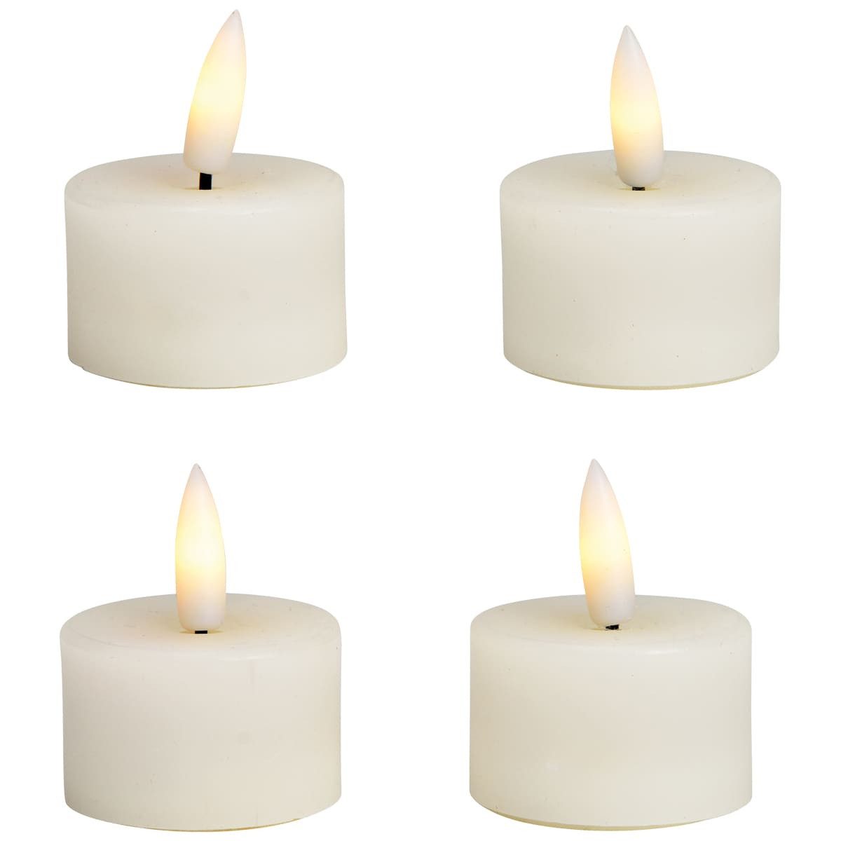 LED-Kerze LED Teelichter 4er Set Echtwachs Teelicht-Kerzen flackernd weiß 4 cm