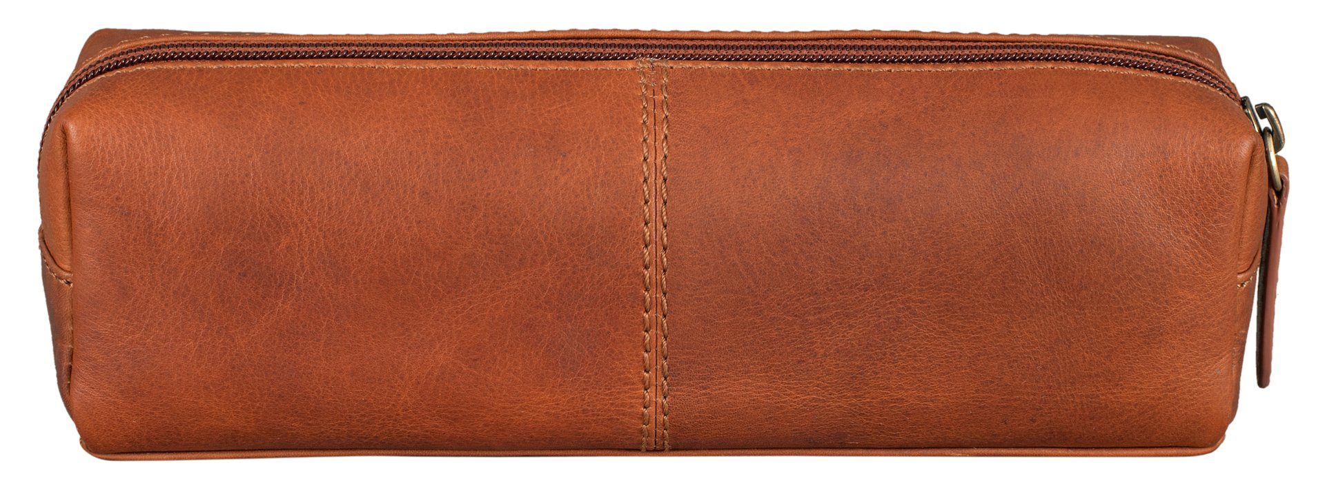 Benthill Federmäppchen Echt Leder Federmappe Leder Vintage Federmäppchen Kosmetiktasche, Reißverschlussfach – Bild 5 von 5