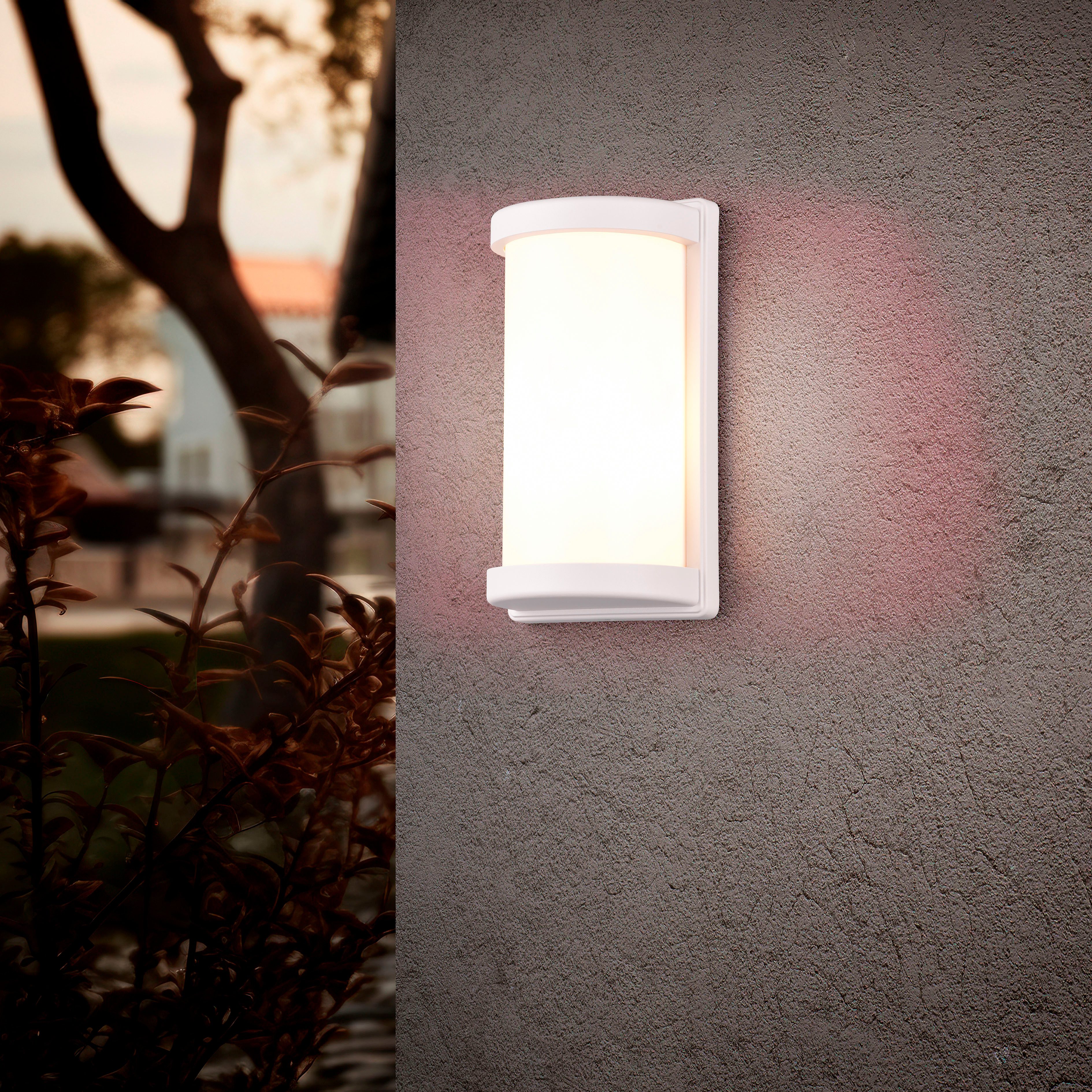 Reality Leuchten Außen-Wandleuchte PUELO, Outdoor Wandlampe Hauswand Fassade Garten, exkl 1x E27 max 10W, Leuchtmittel wechselbar, warmweiß - kaltweiß, halbrunde Aussen Wandlampe aus Aluminium, IP44, Höhe 26cm Breite 14 cm