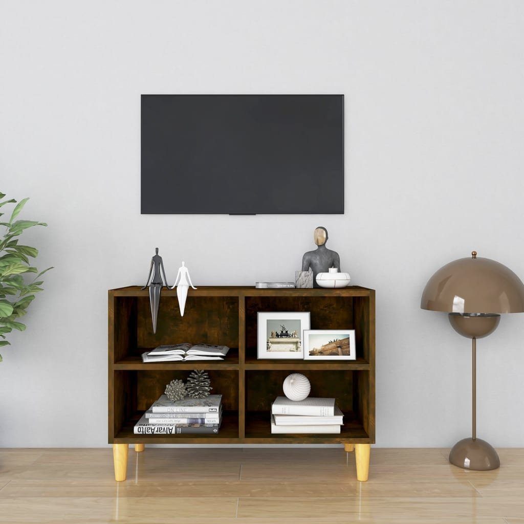 furnicato TV-Schrank mit Massivholz-Beinen Räuchereiche 69,5x30x50 cm
