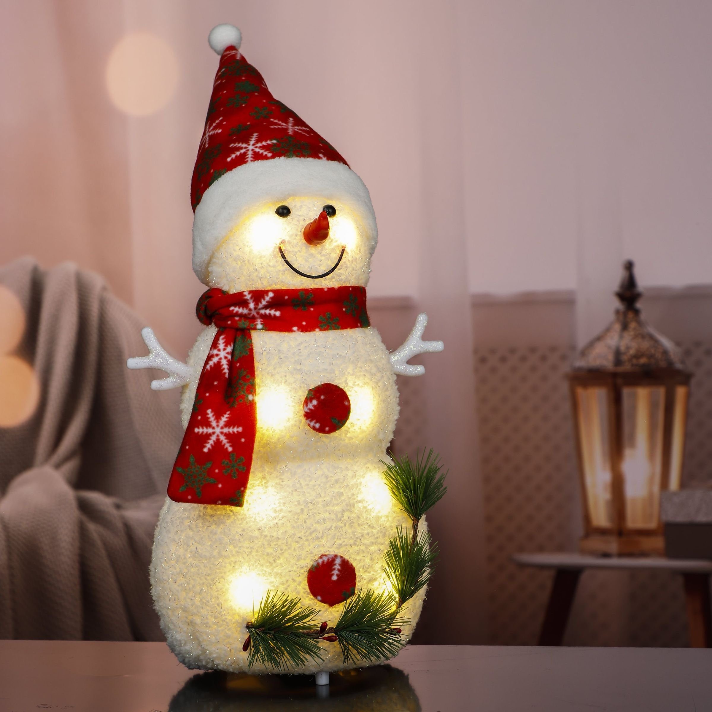 LED-Dekofigur LED Schneemann Weihnachtsdeko Fensterdeko 37cm