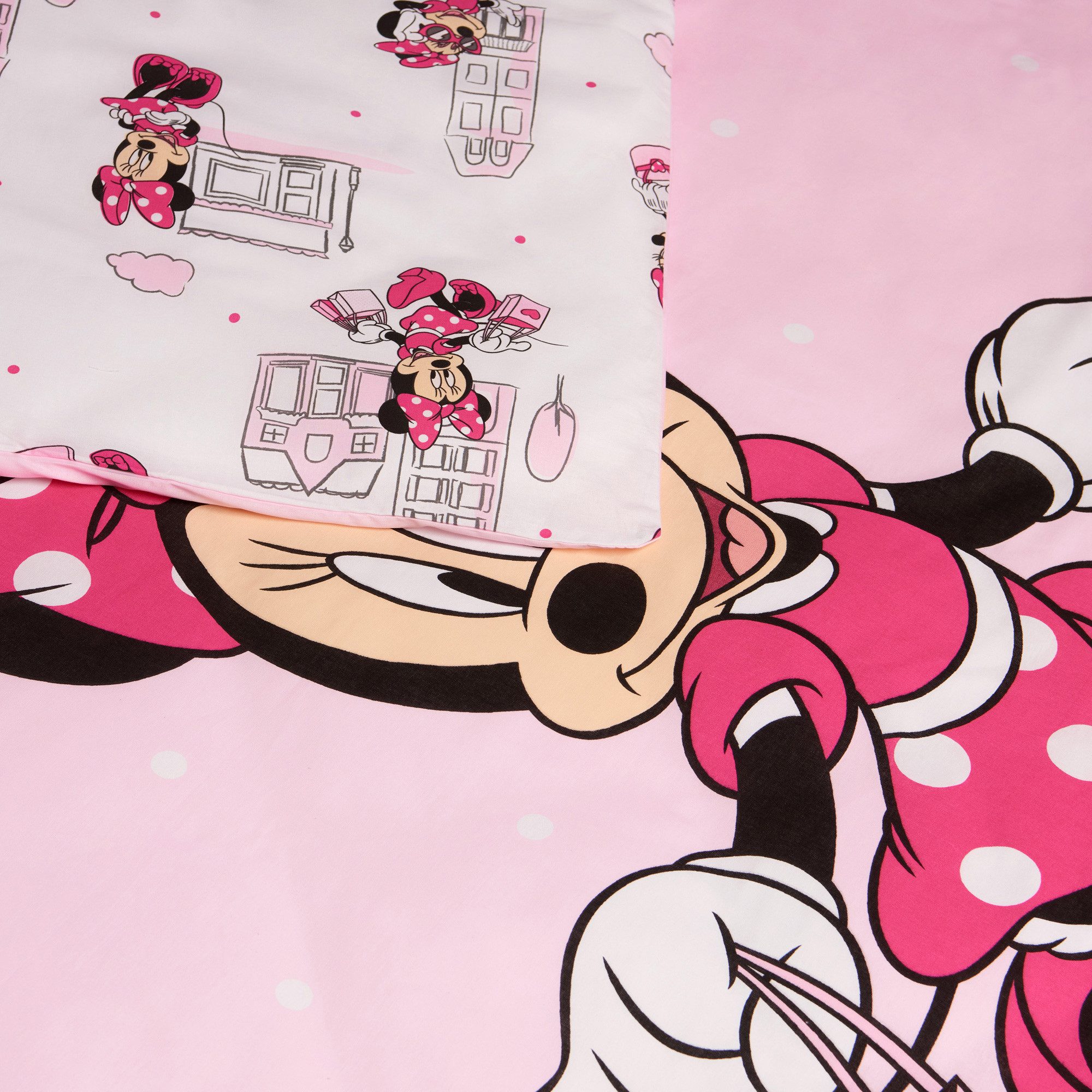 BERONAGE Wendebettwäsche Minnie Mouse Shopping Bettwäsche Linon / Renforcé, 100% Baumwolle, 2 teilig, 135x200 + 80x80 cm – Bild 4 von 5