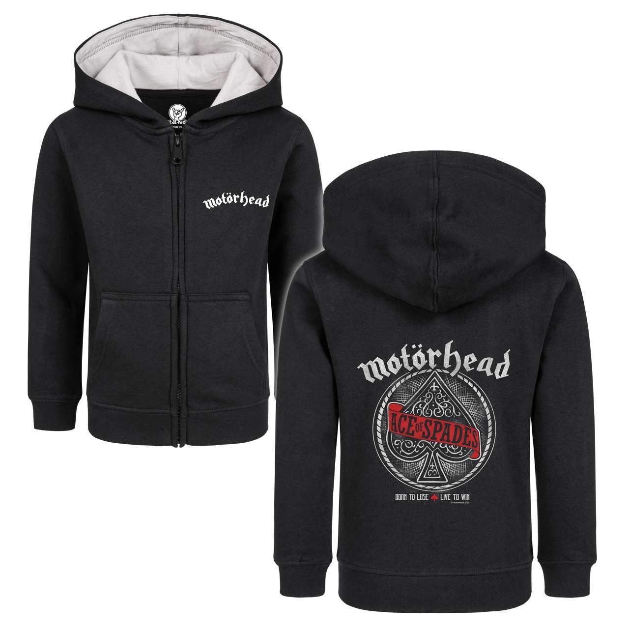 Kapuzensweatjacke mit Motörhead (Red Banner) Aufdruck für Kinder von 2–14 Jahren