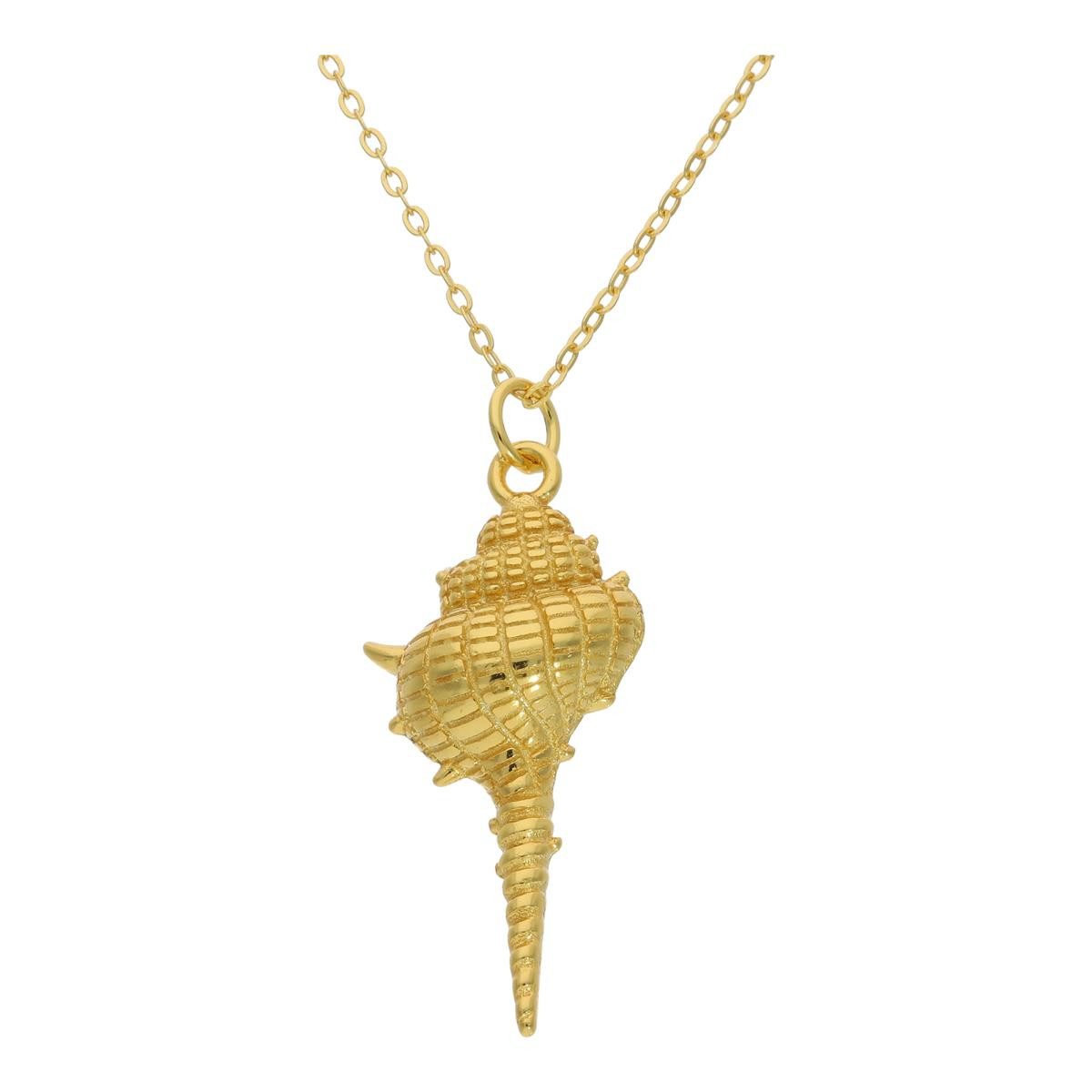 Kette mit Anhänger JuwelmaLux Muschel Kette 925 Silber JL52-05-0058 Gelbgold plattiert