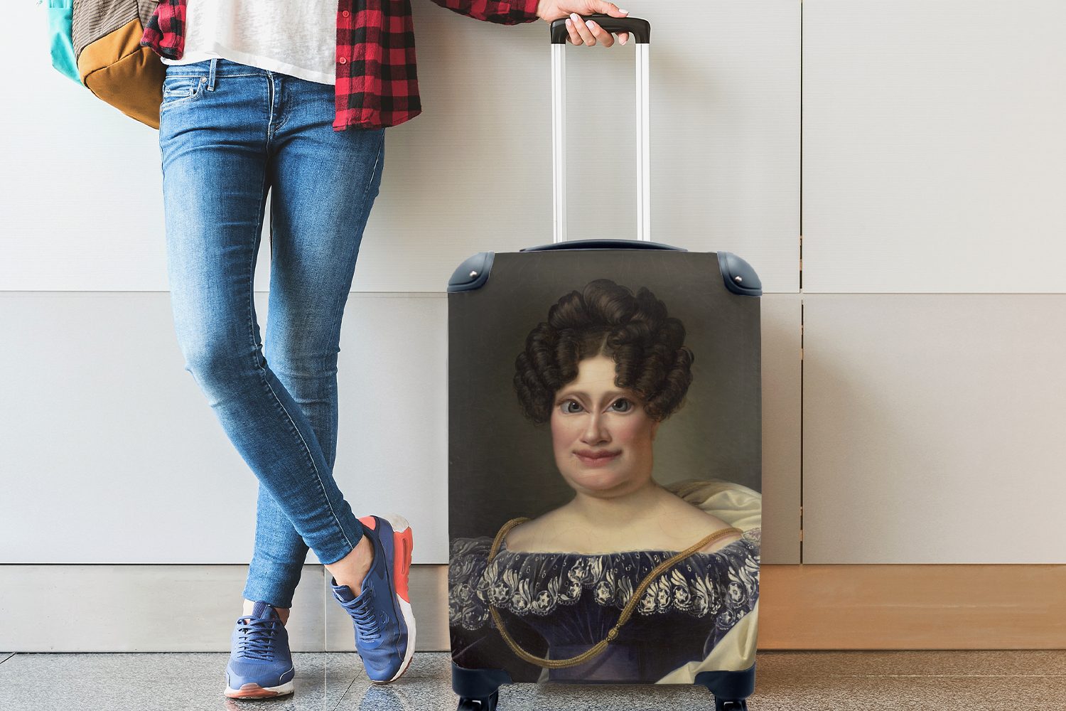 4 Engelen MuchoWow Johanna Ferien, Drahonet Trolley, Rollen, Karikatur, - für Dubois Reisekoffer mit Handgepäckkoffer Reisetasche Henriette Handgepäck - rollen,