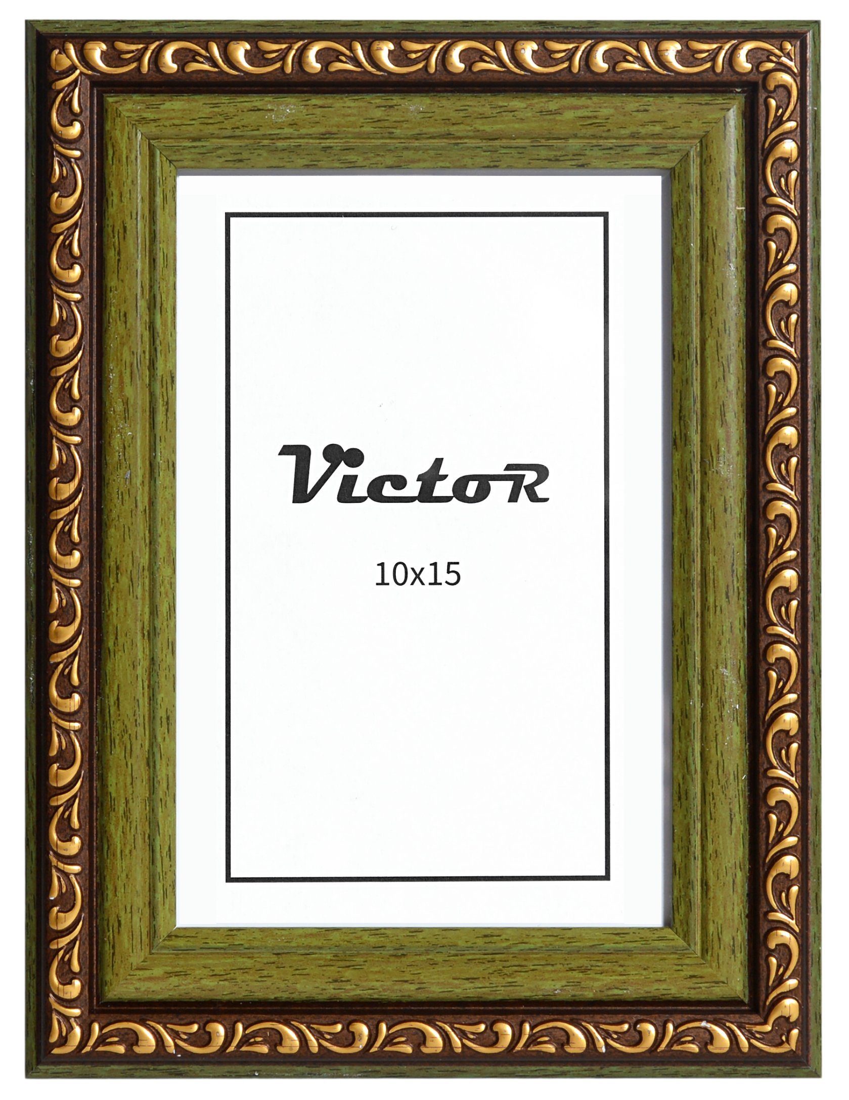 Victor (Zenith) Bilderrahmen Chagall, Antiker Bilderrahmen Grün Braun 10x15 cm A6, Bilderrahmen Barock