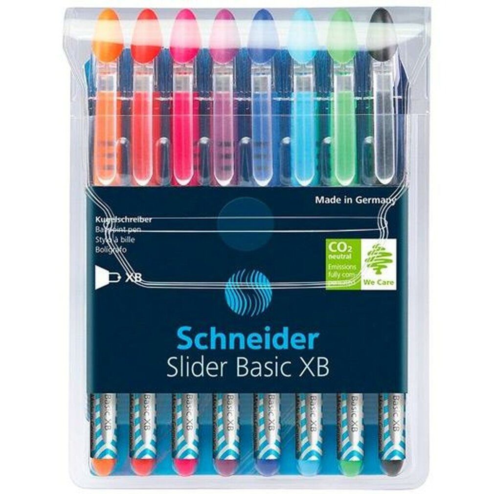 Thumbnail - Schneider Permanentmarker Druckkugelschreiber 8 Kugelschreiber Slider Basic farbsortiert Schreibfarbe farbsortiert