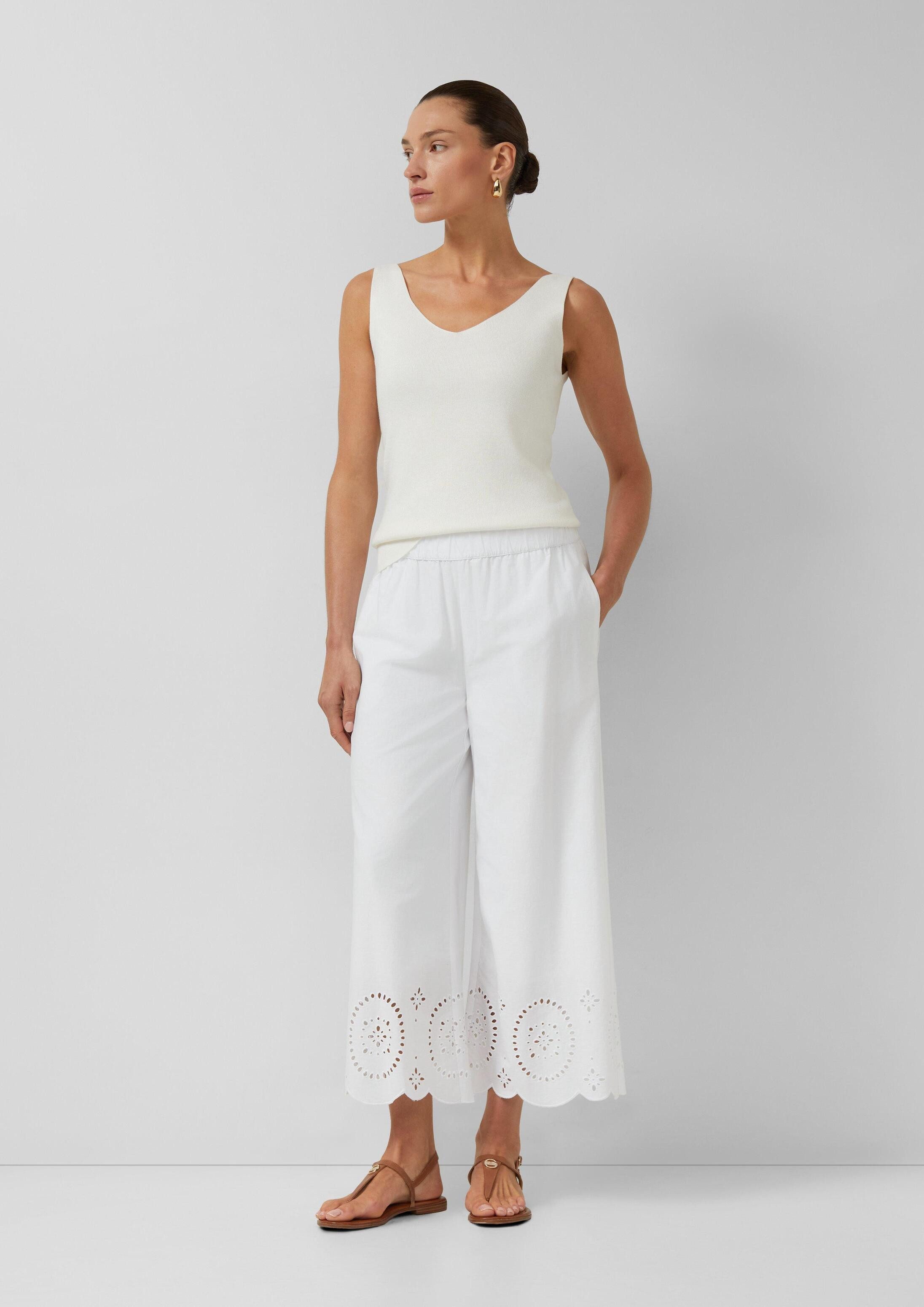 s.Oliver Culotte Hose Wide-Leg-Culotte mit Lochstickerei
